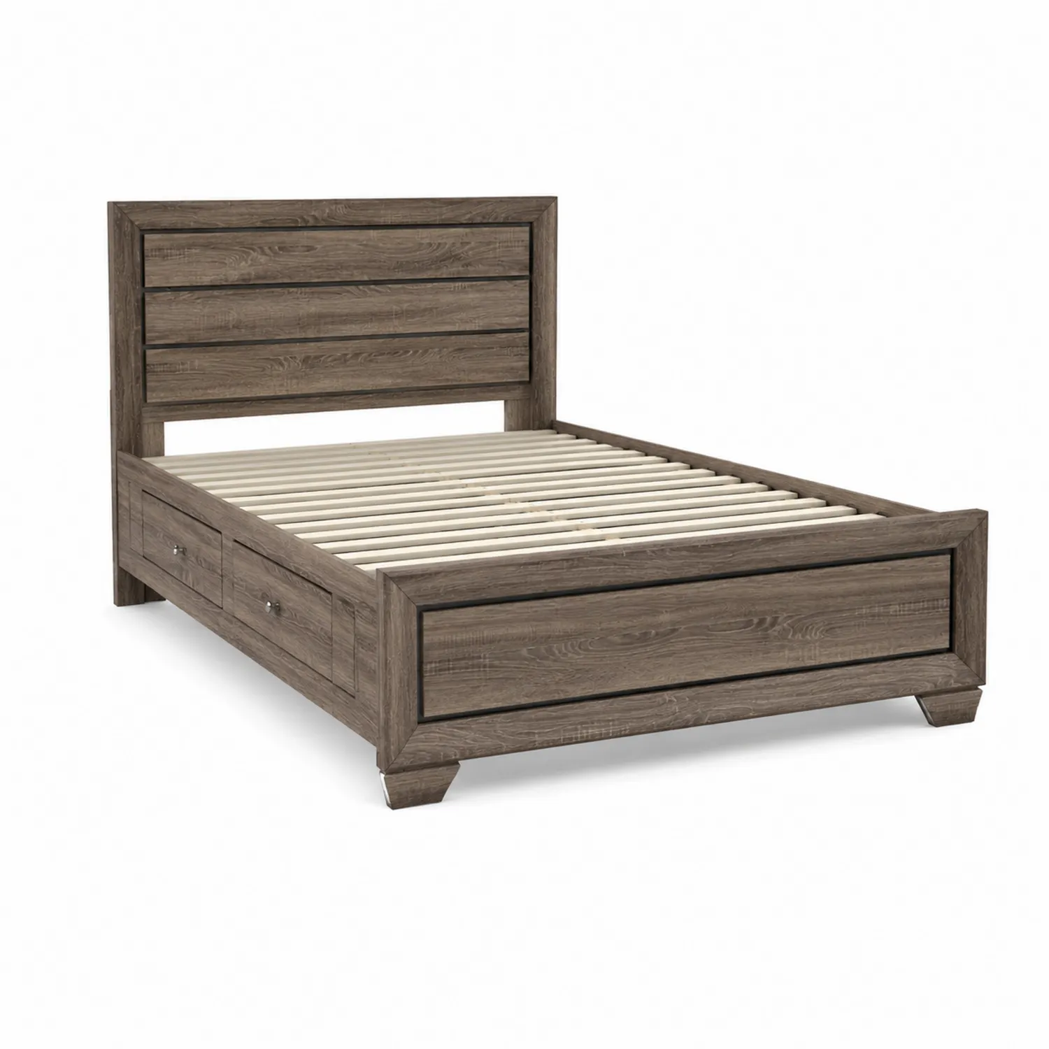 Letto in legno con testiera e cassetti integrati 200x160x120 cm Marrone