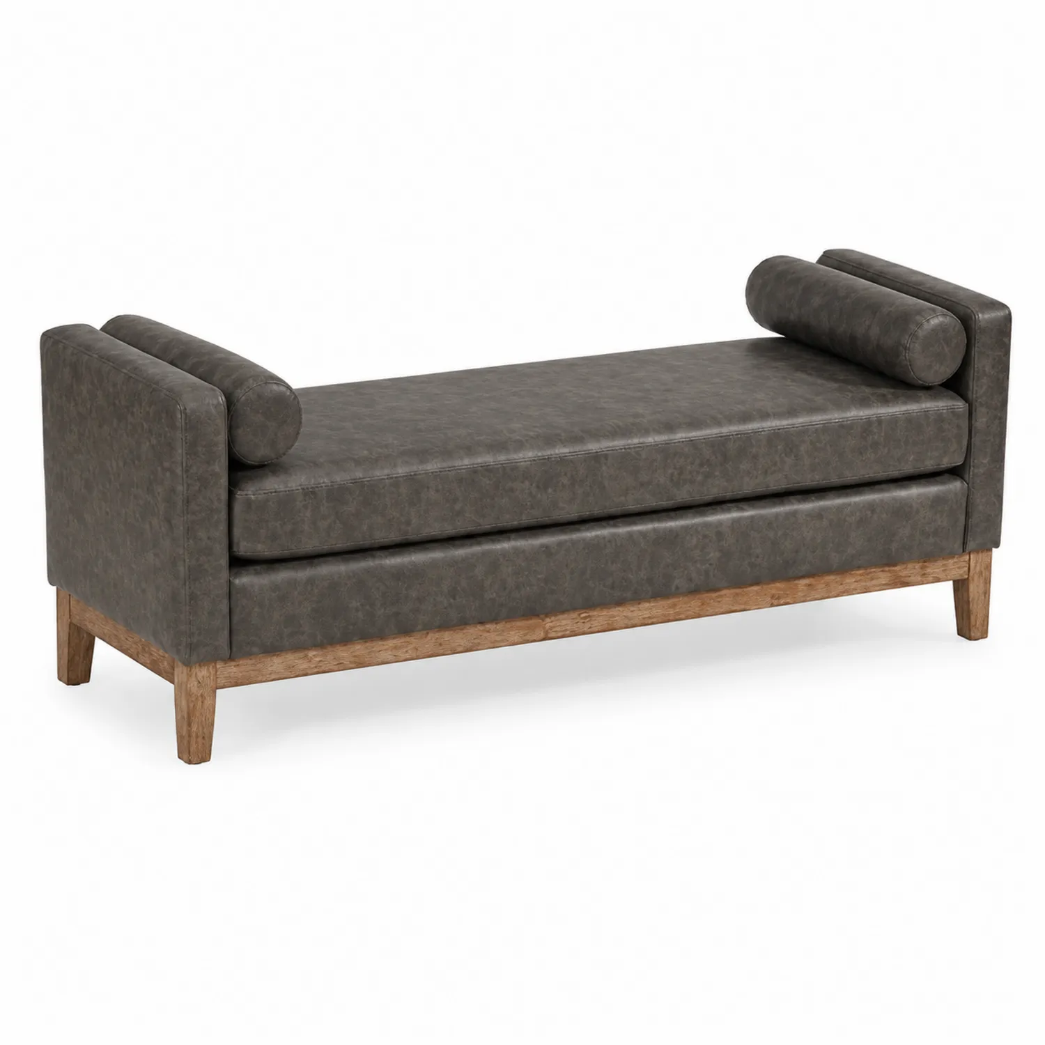 Panca in legno e PU grigia 160x45x60 cm, carico 150 kg