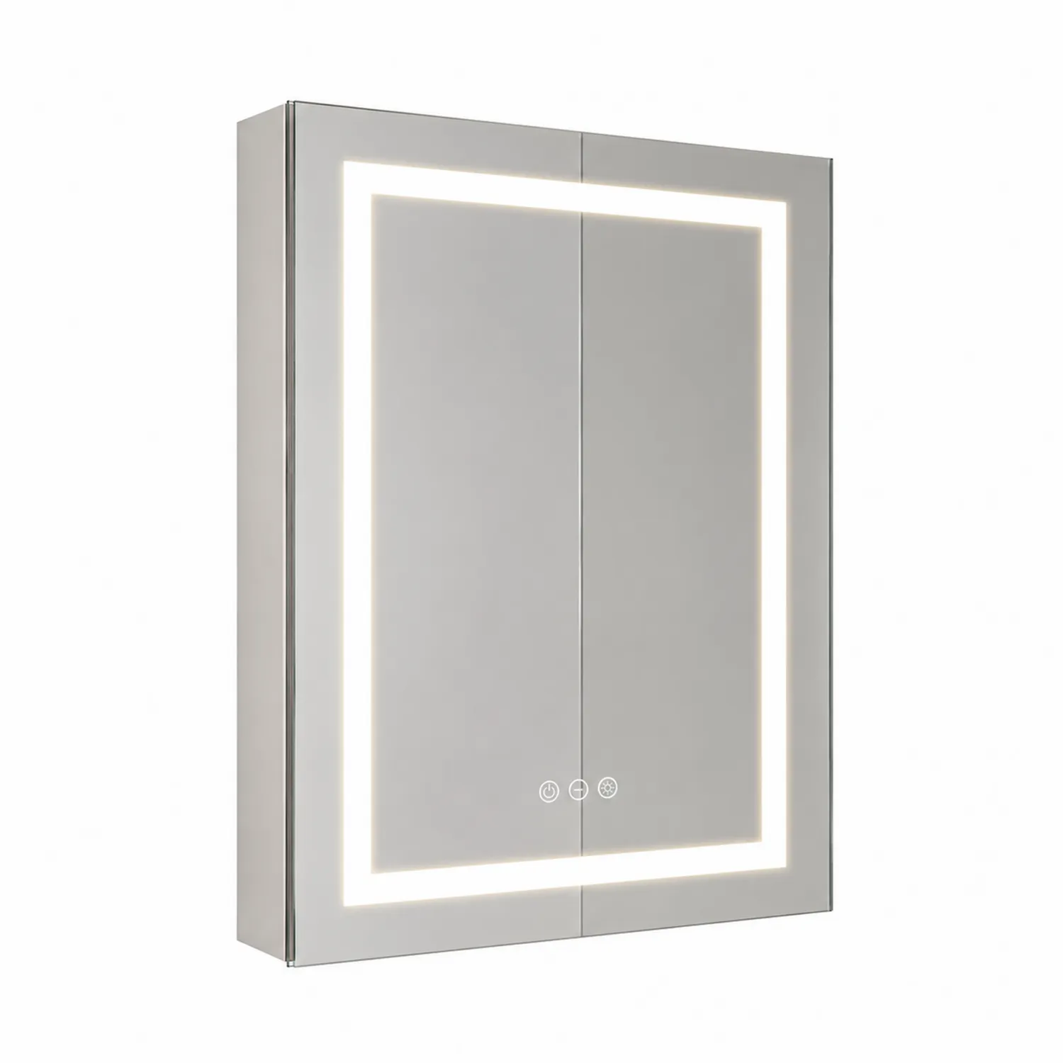 Specchio da Bagno LED con Vetro Temperato e Alluminio Argento