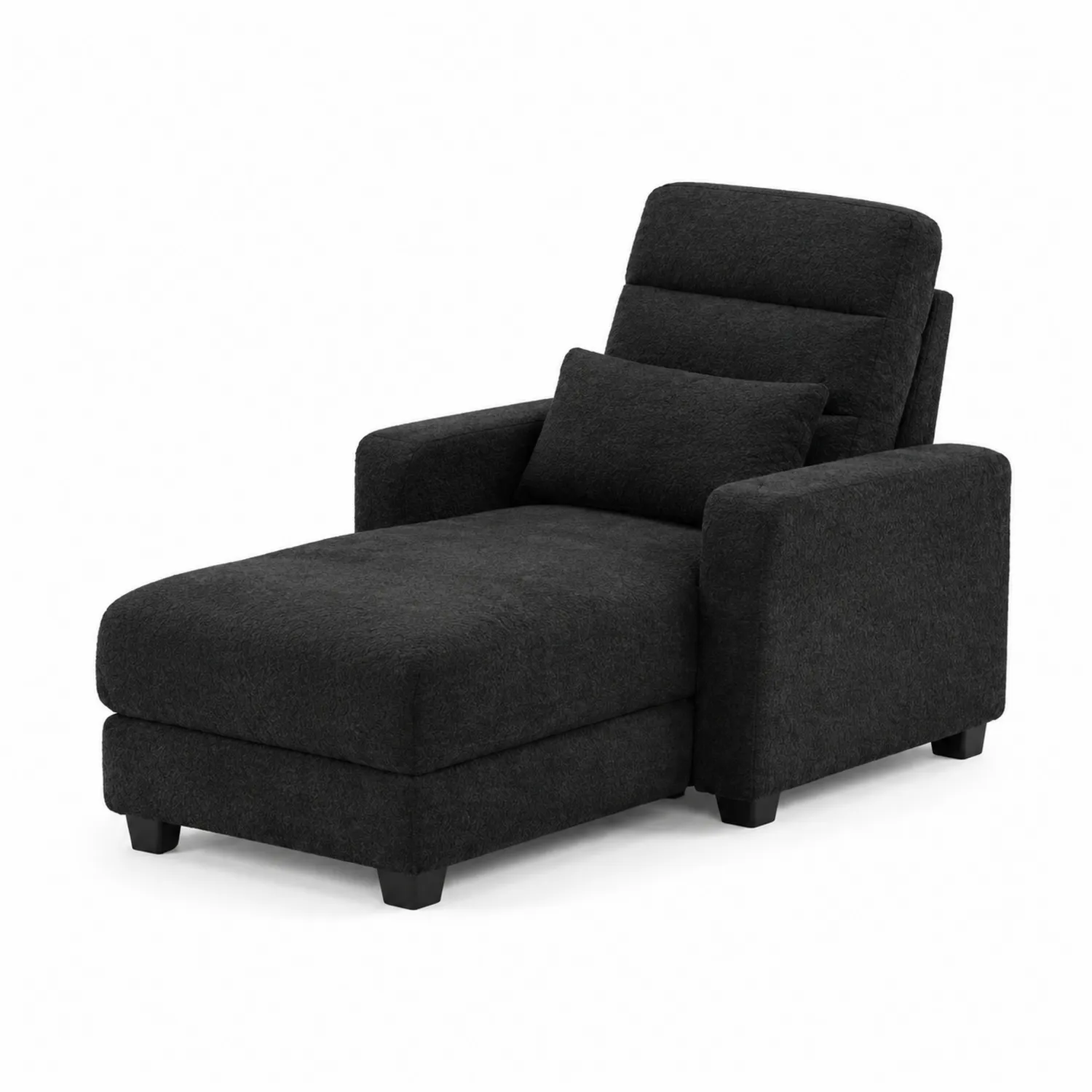 Divano Chaise Longue Tessuto Poliestere Nero