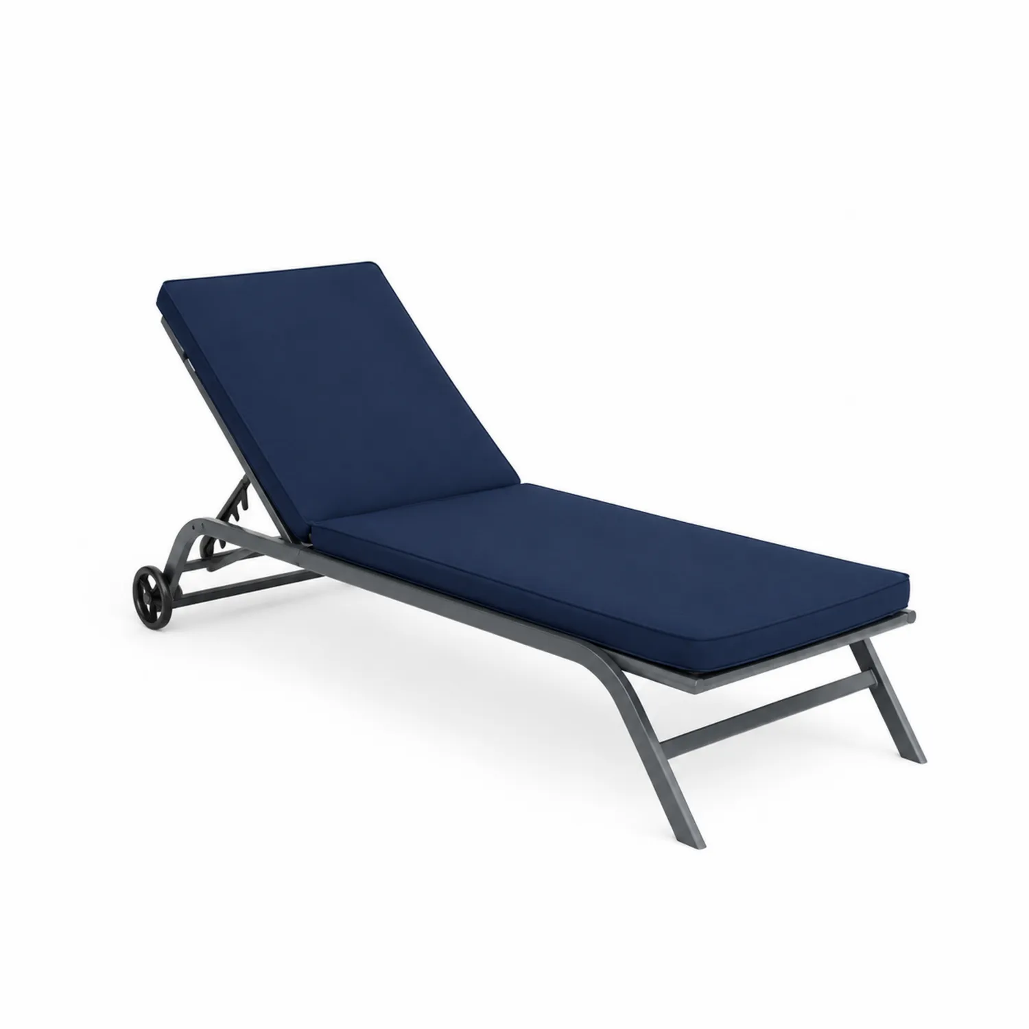 Lettino Prendisole in Alluminio con Cuscino Blu