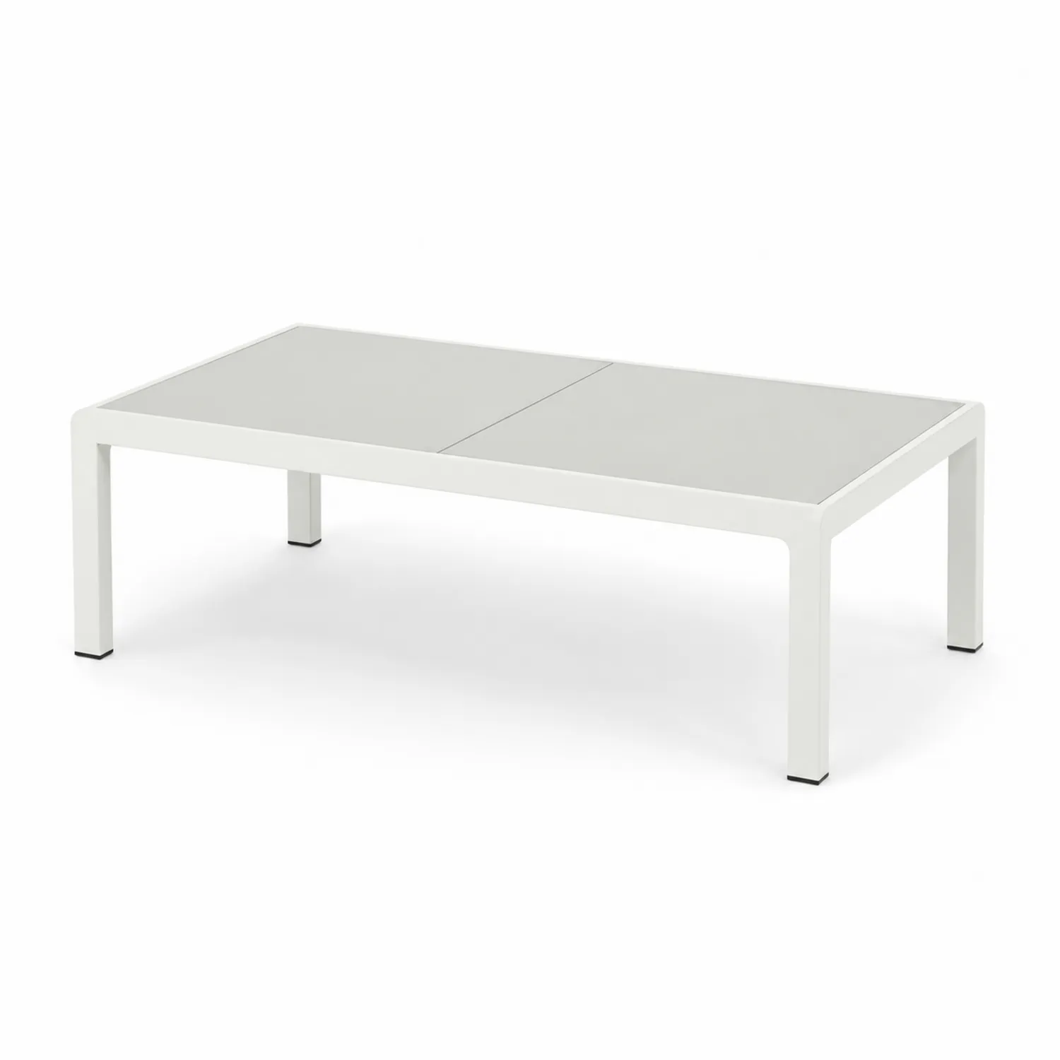 Tavolo da giardino rettangolare in alluminio con piano in vetro temperato 200x100 cm Bianco