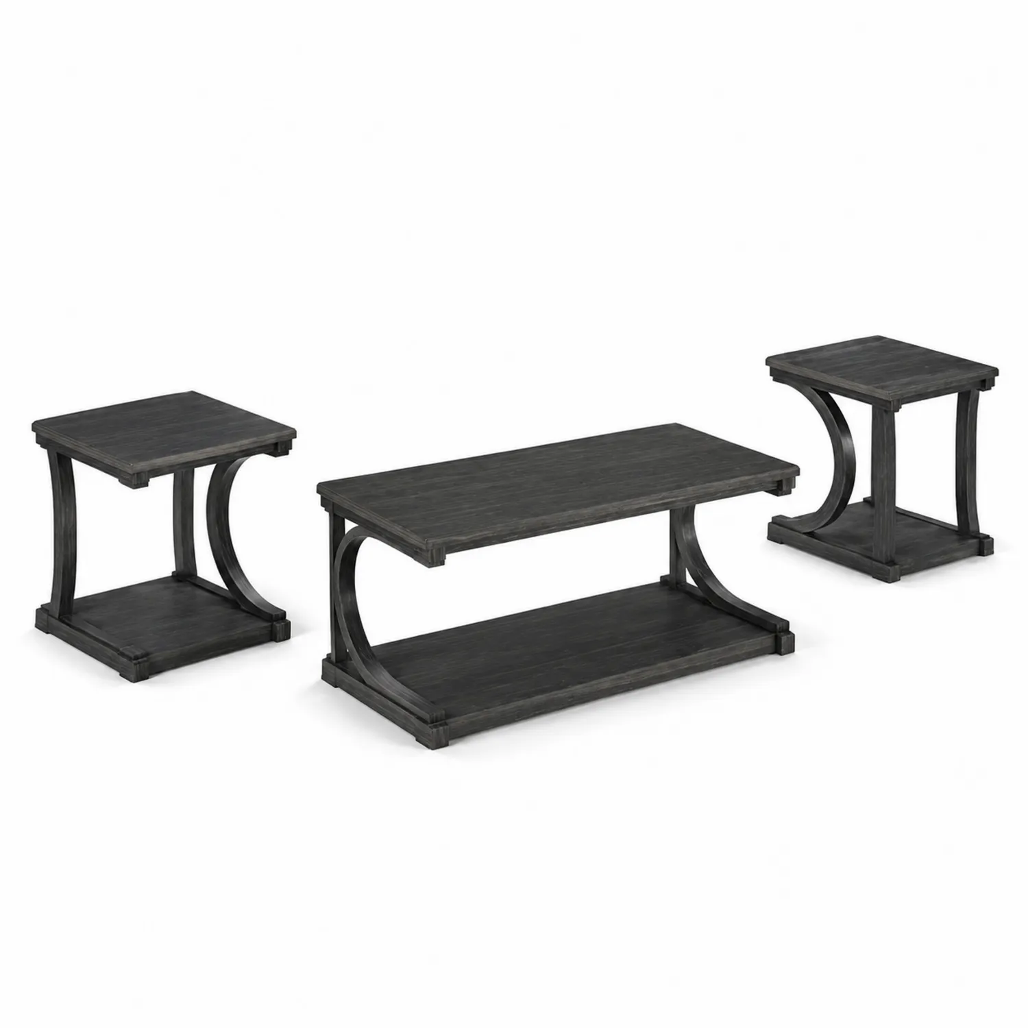 Set Tavolini da Caffè in Legno Nero