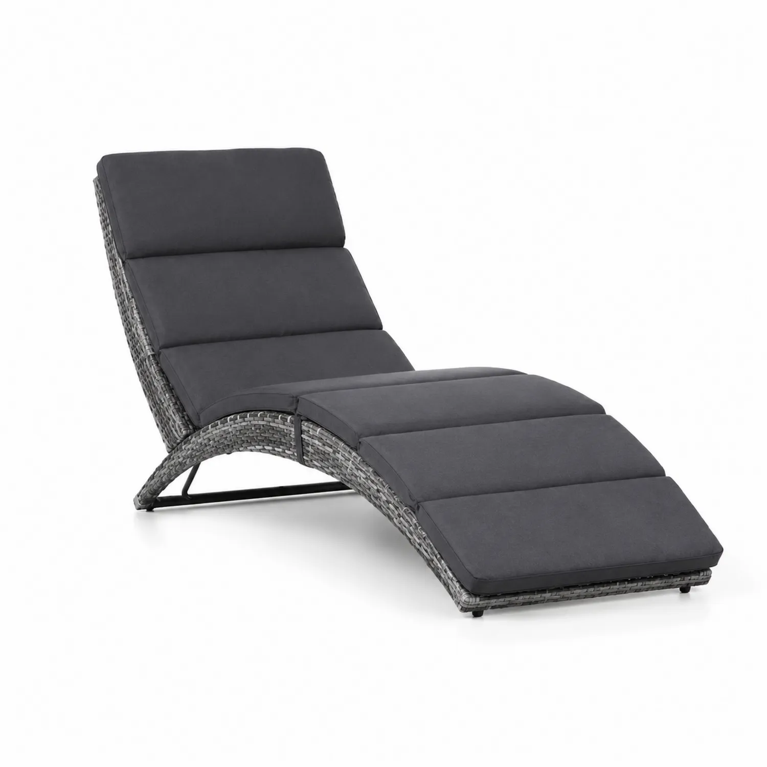 Sdraio Rattan con Cuscino Imbottito Grigio
