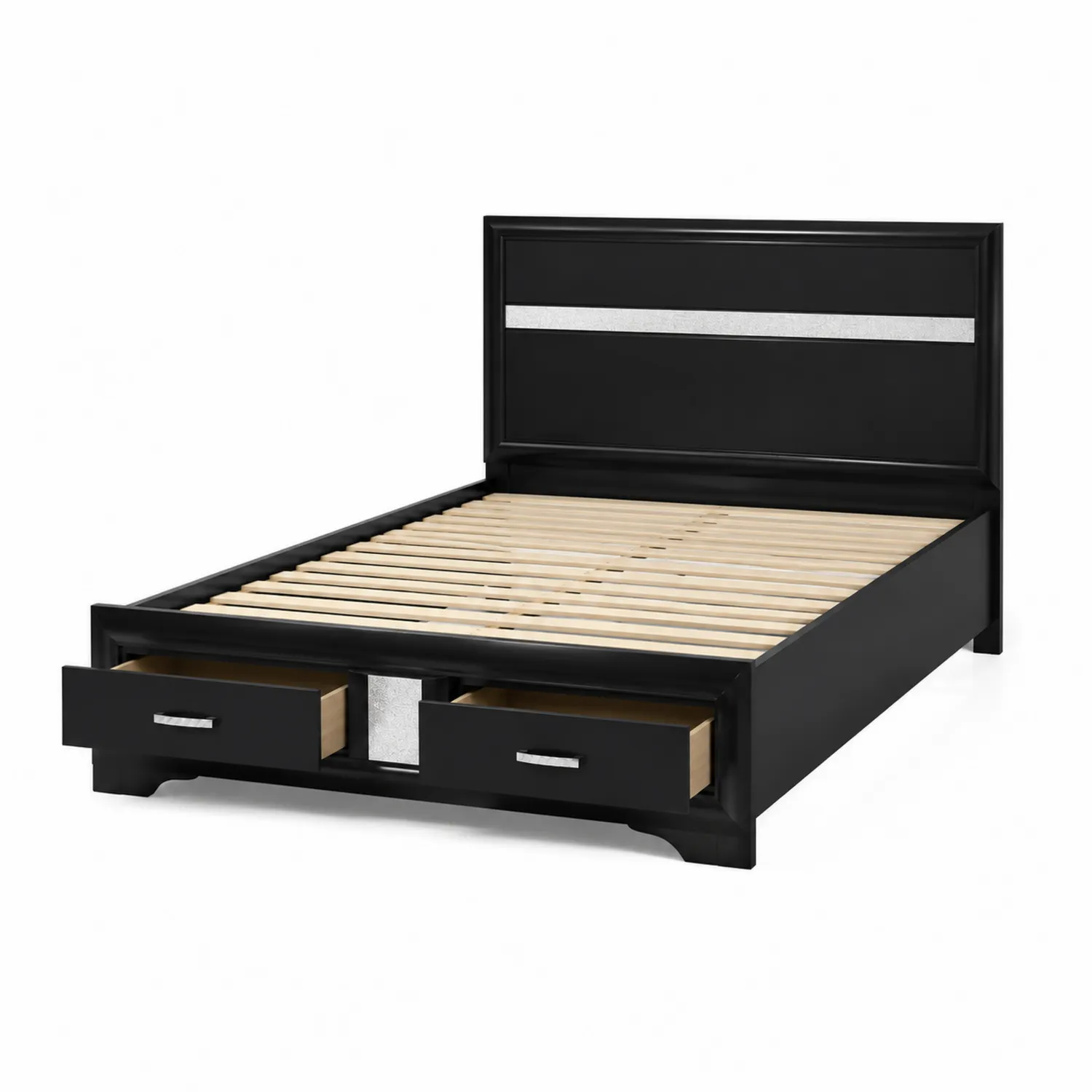 Letto matrimoniale in legno con cassetti e testiera