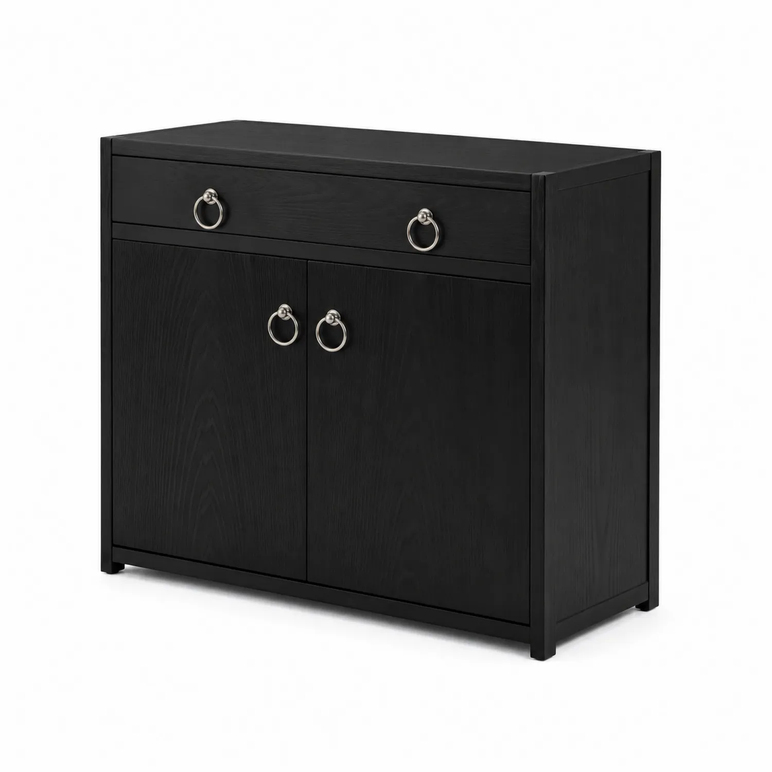 Credenza in MDF nero con ante e cassetto