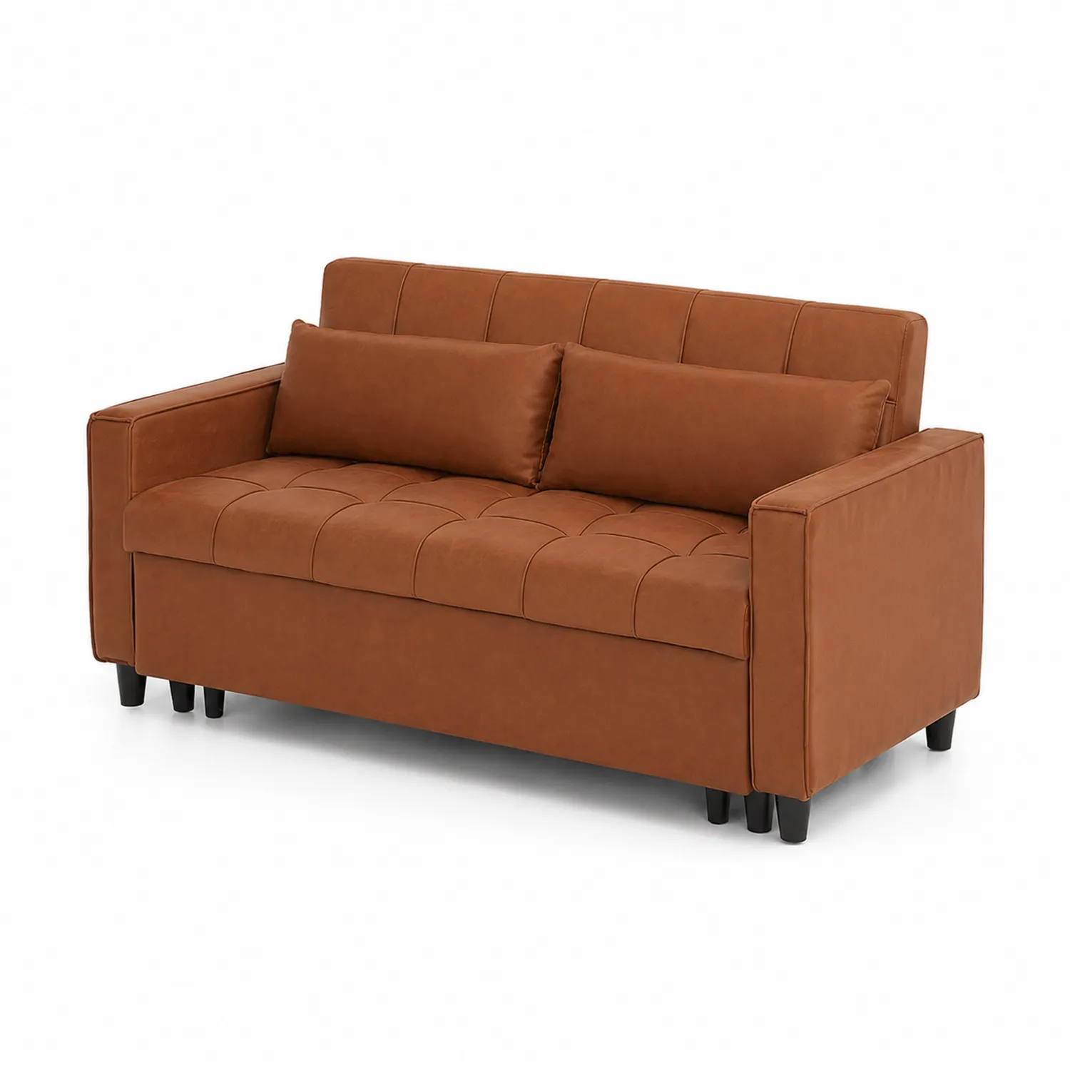 Sofa dwuosobowa z ekoskóry brązowa