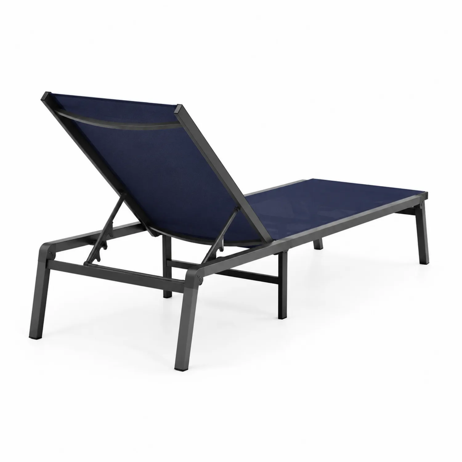 Leżak metalowy z tkaniny textilene 200 cm x 65 cm x 35 cm Granatowy