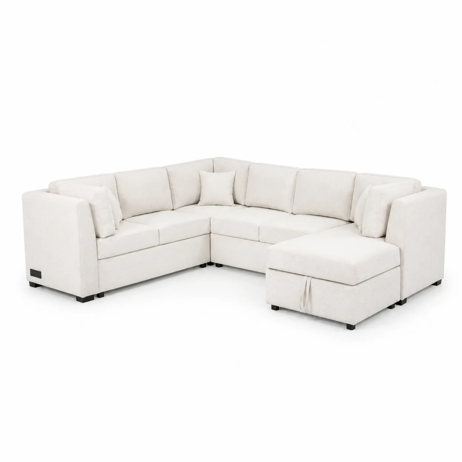 Modułowa sofa narożna L z tkaniny bawełnianej Biała 290x220x85 cm