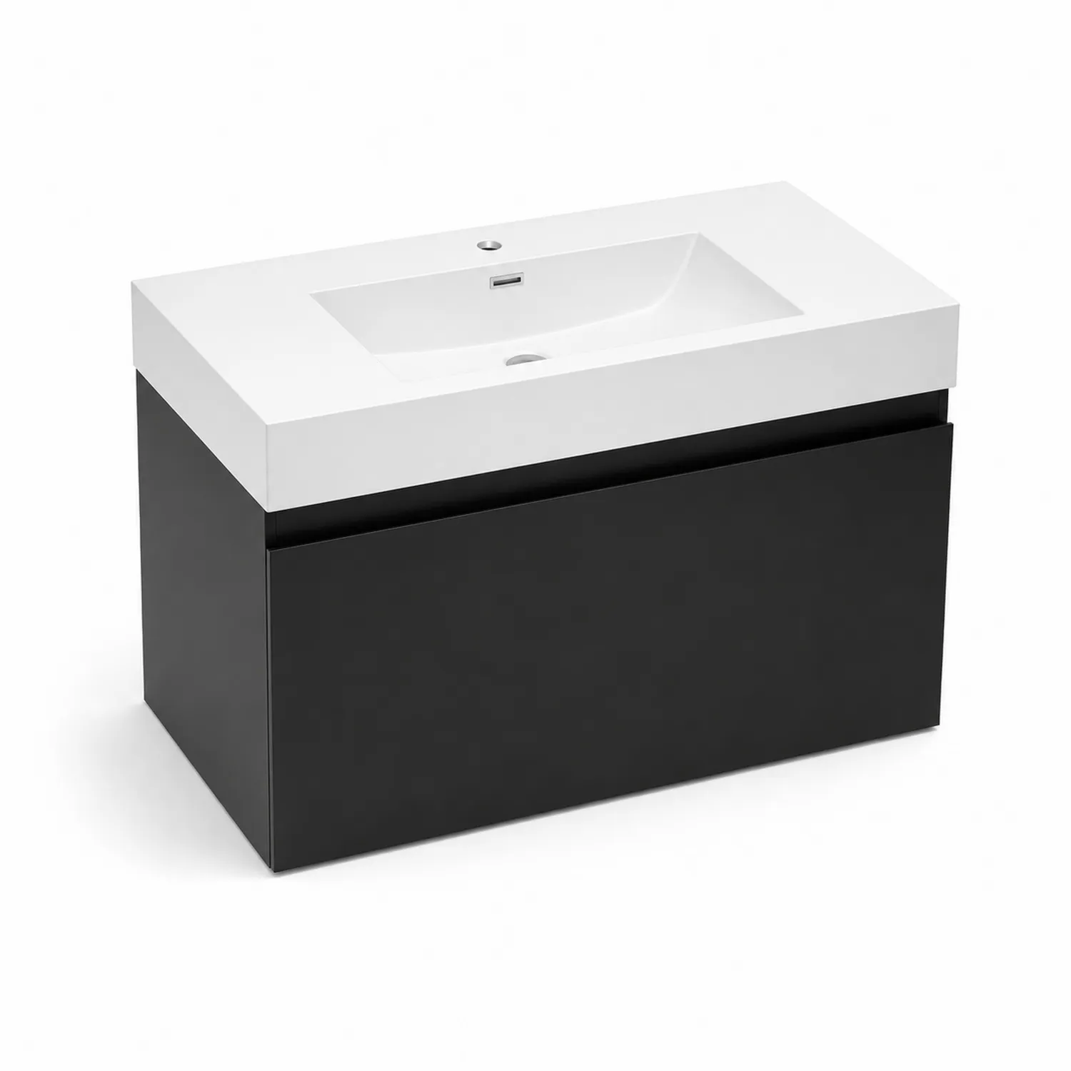 Szafka łazienkowa z ceramiczną umywalką 80 cm Czarny/Biały