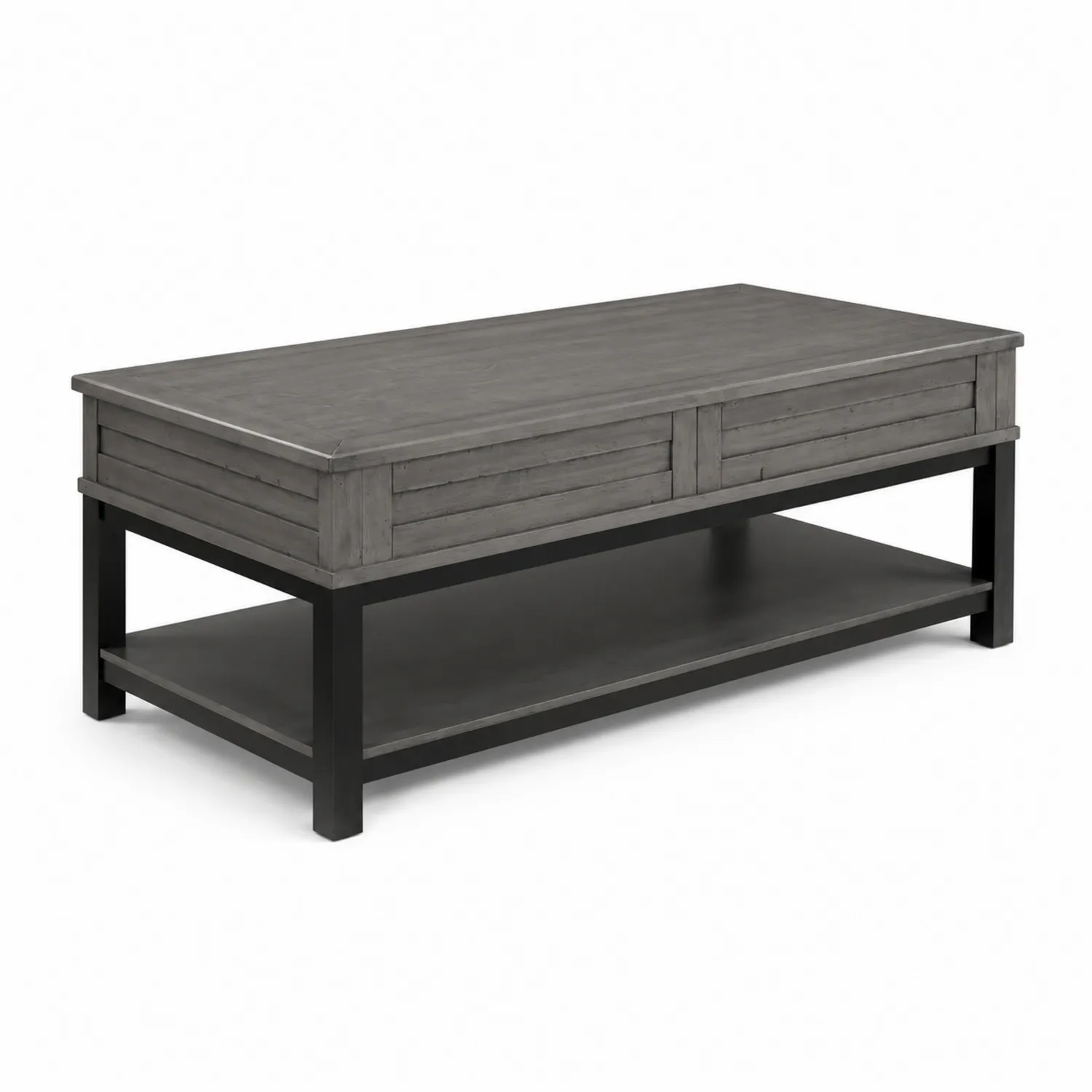 Stolik kawowy z drewna i stali 120x60x45 cm Szary i Czarny