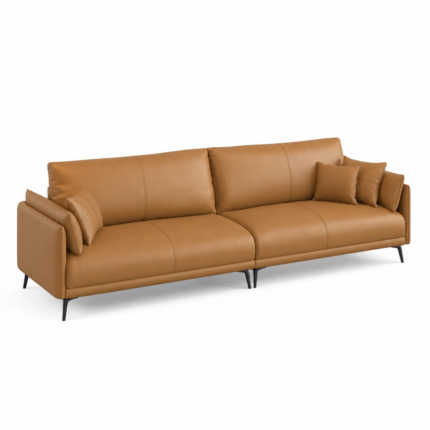 Sofa trzyosobowa z ekoskóry brązowa 200 cm