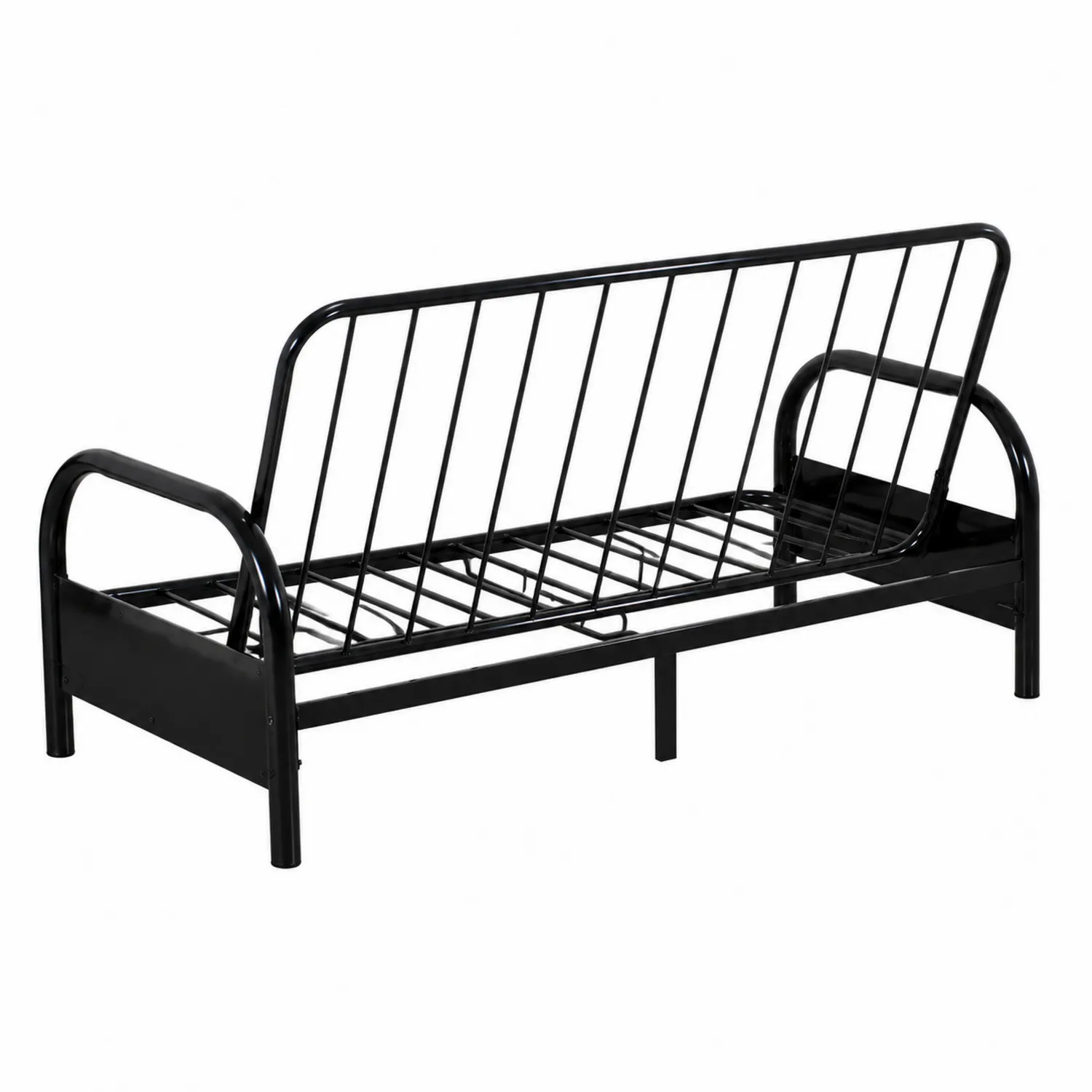 Czarna metalowa sofa z oparciem składanym