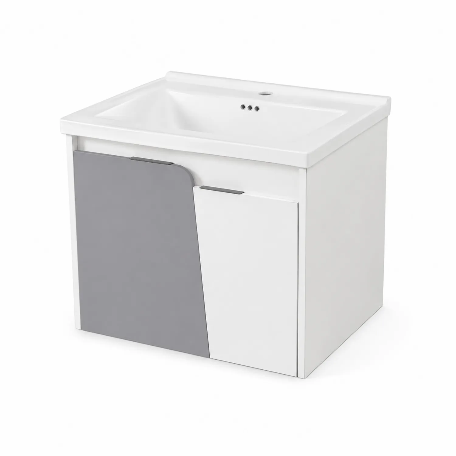Szafka łazienkowa z umywalką z ceramiki MDF 60x45x55 cm Biało-Szary
