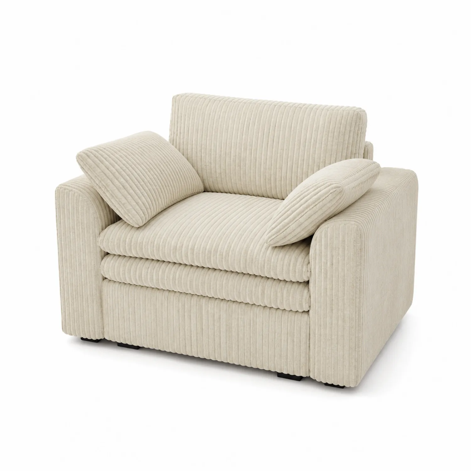 Sofa jednoosobowa sztruksowa jasnobeżowa 100cm x 90cm x 75cm