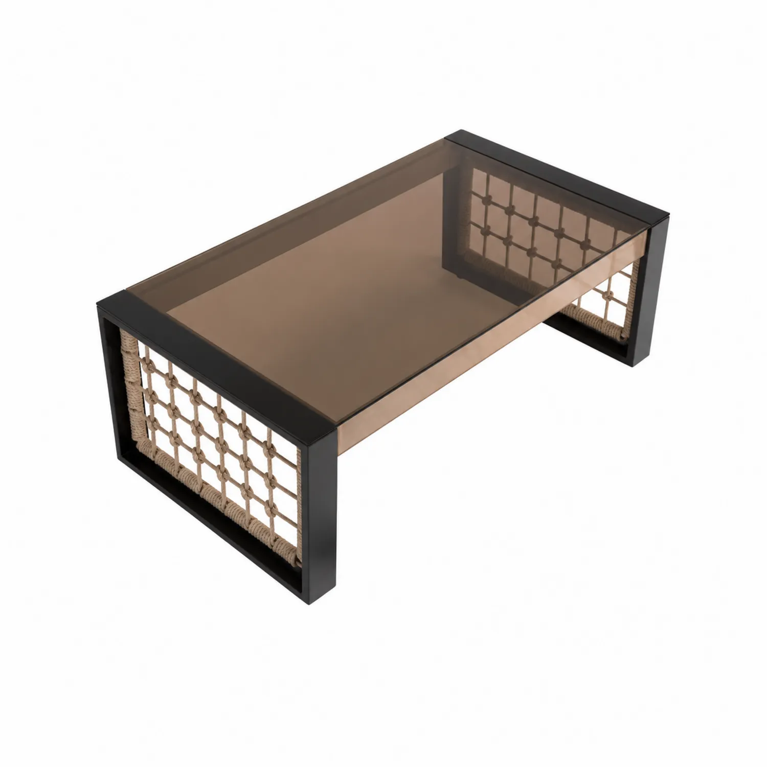 Stół ogrodowy prostokątny szkło aluminium czarny ciemnobrązowy 120x60x45 cm