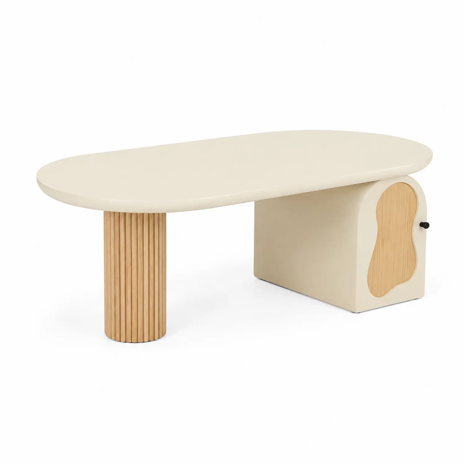 Stolik kawowy z MDF i drewna 120 cm Beżowy