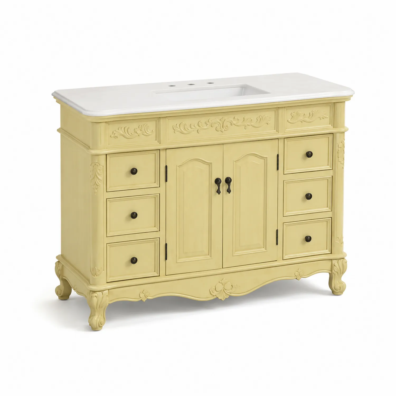 Szafka łazienkowa z blatem ceramicznym 120 cm Żółta