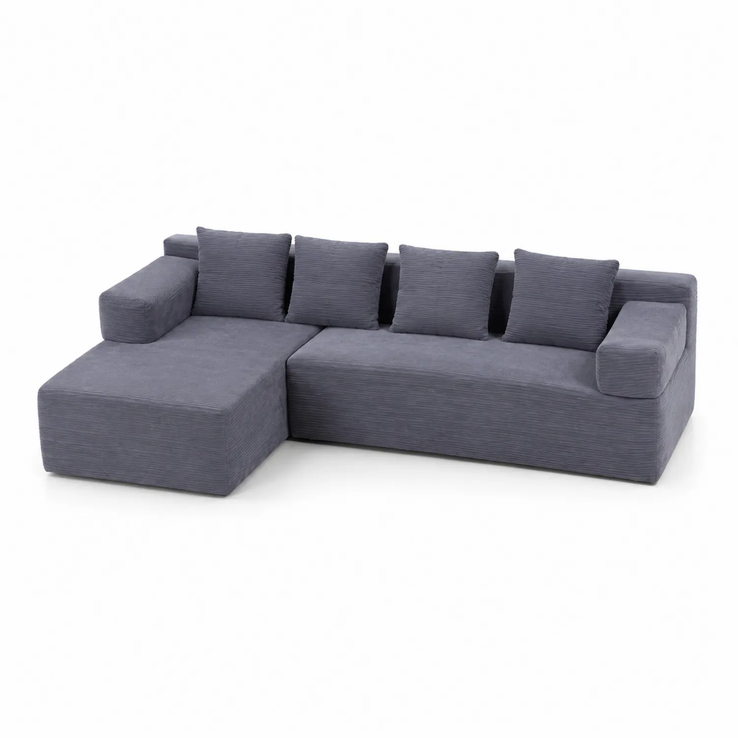 Sofa modułowa z tkaniny poliestrowej 250x150x85 cm Szara