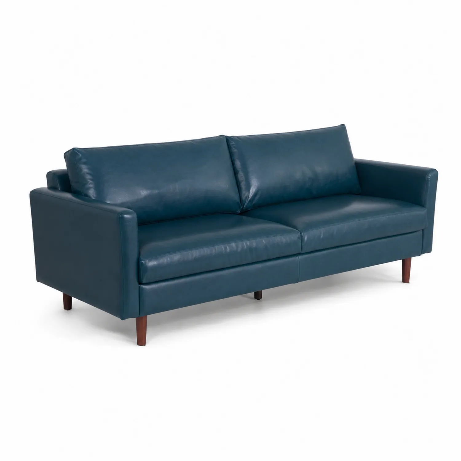 Trzyosobowa skórzana sofa w kolorze niebieskim