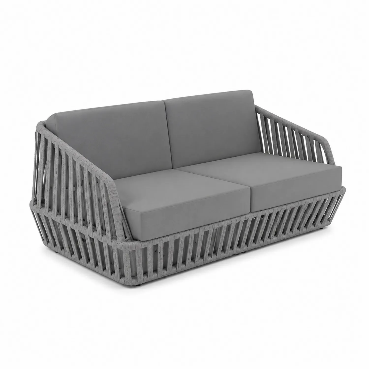 Modułowa sofa ogrodowa z technorattanu szara