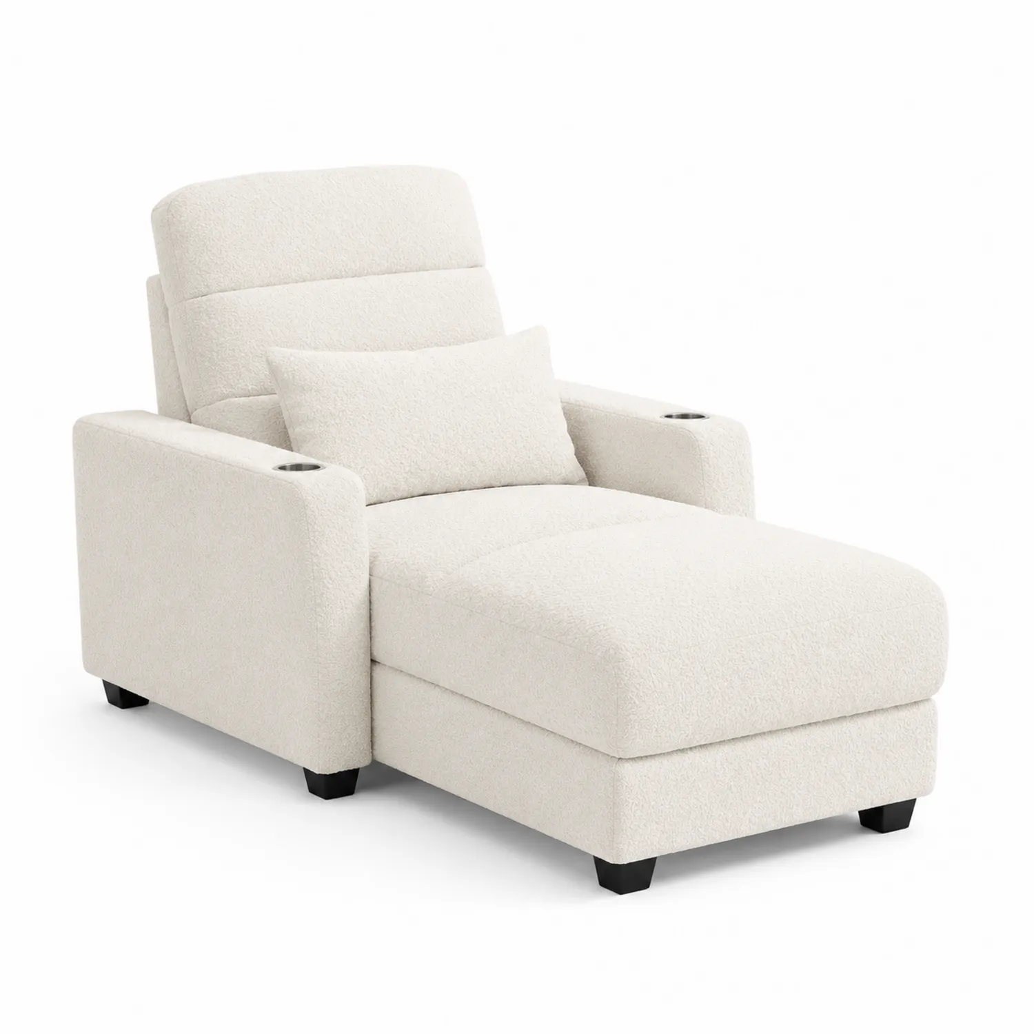Kremowa tapicerowana sofa z szezlongiem