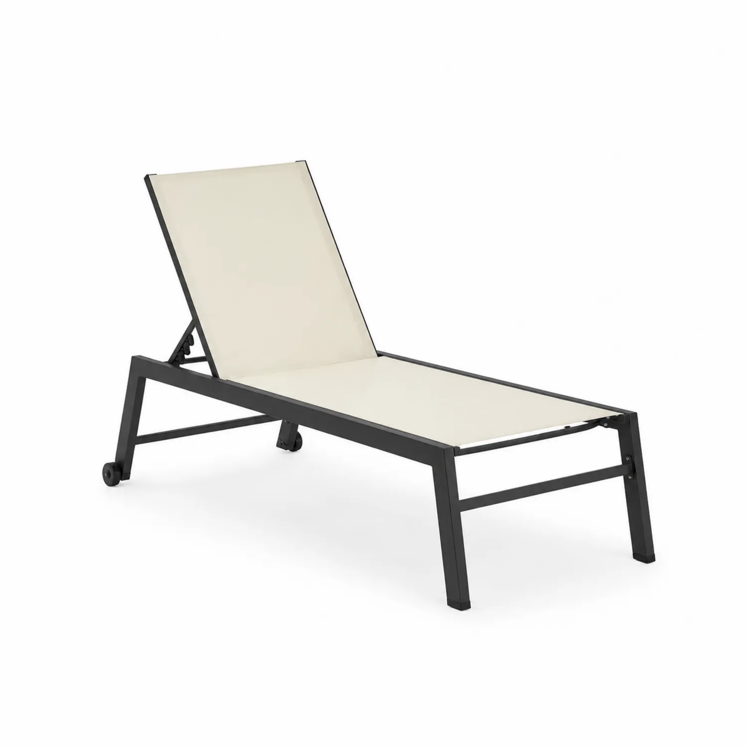 Leżak ogrodowy z aluminium i tekstylenu 200x65 cm Beżowo-czarny