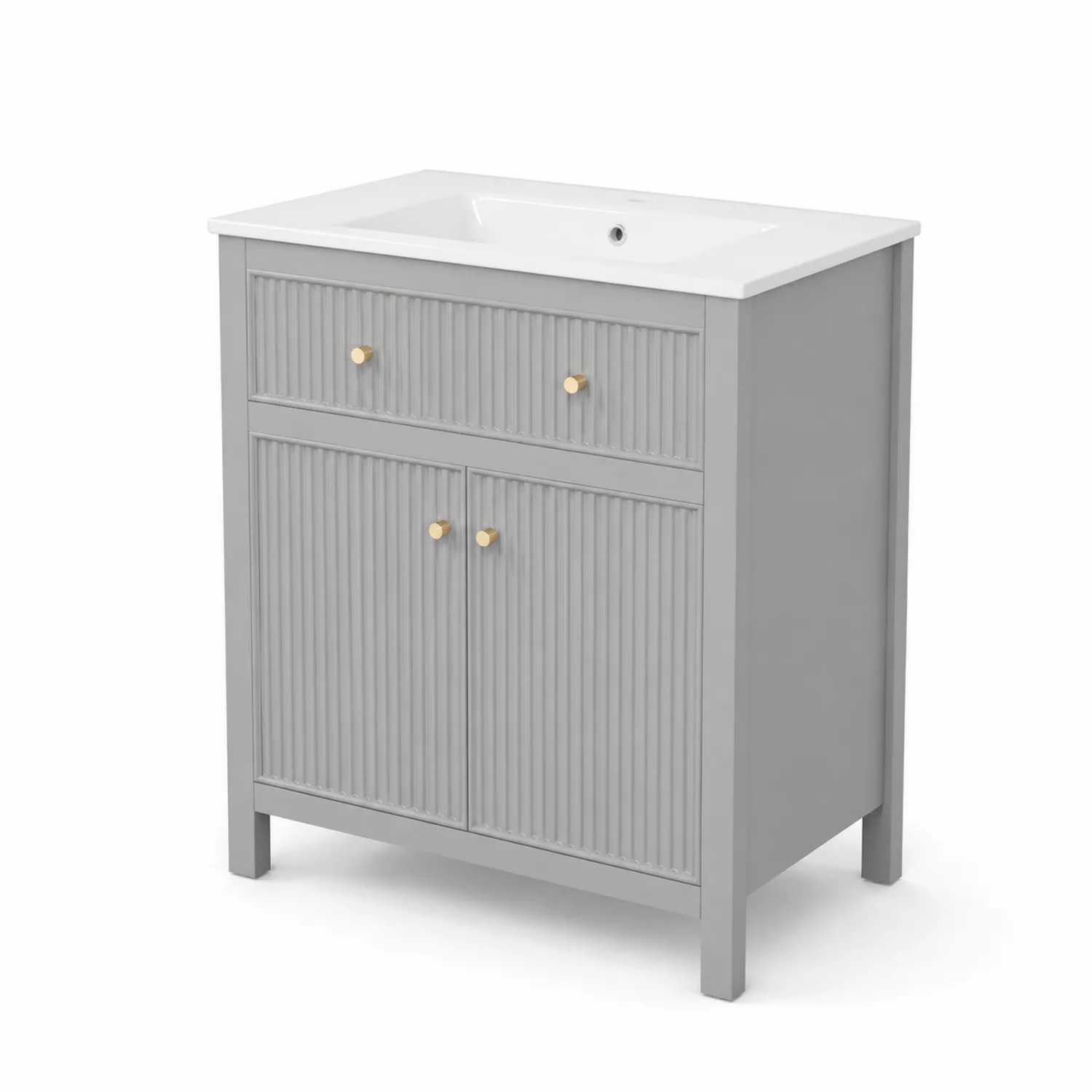 Szafka łazienkowa z umywalką z MDF i ceramiki 81x60x45 cm Jasnoszara