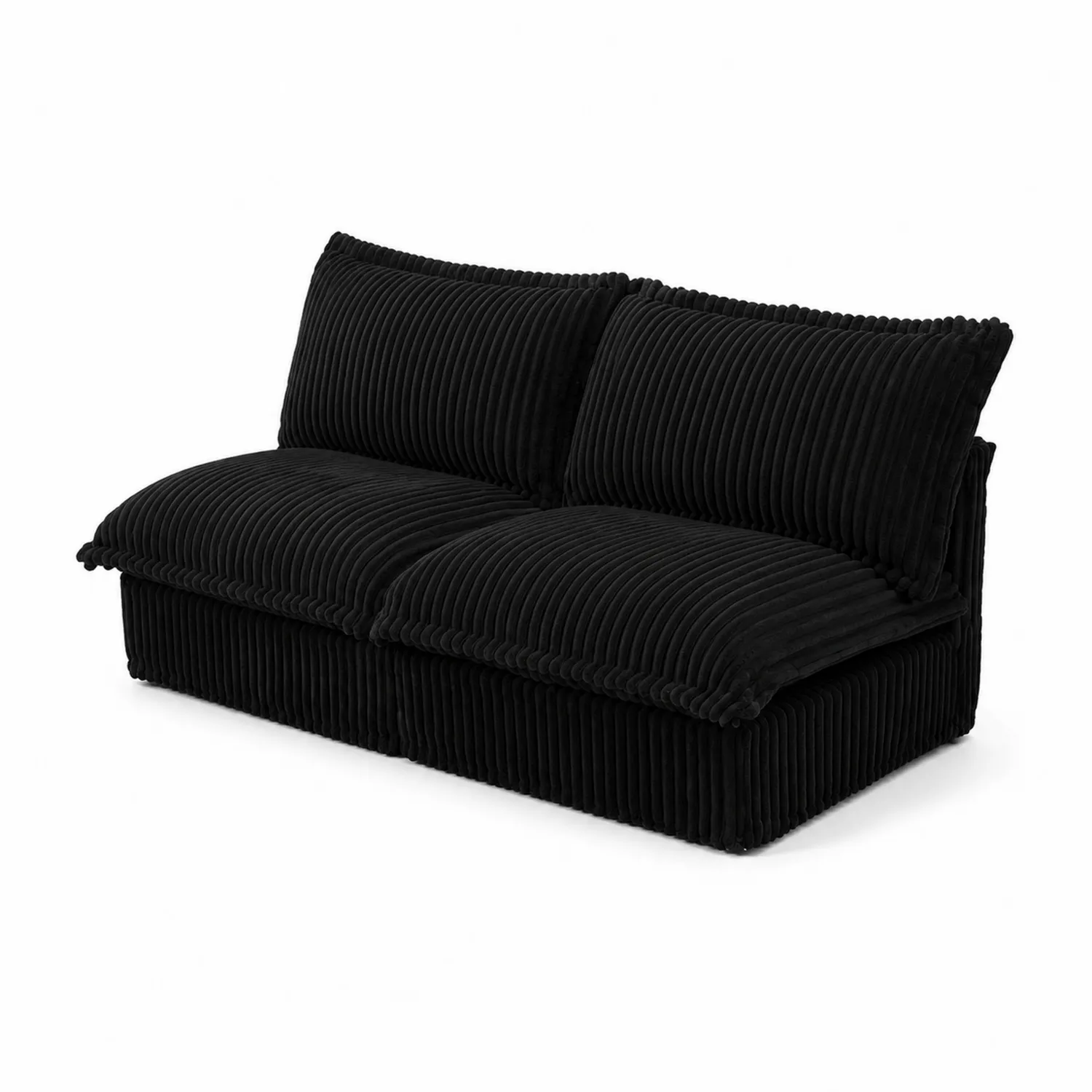 Sofa dwuosobowa z czarnego sztruksu