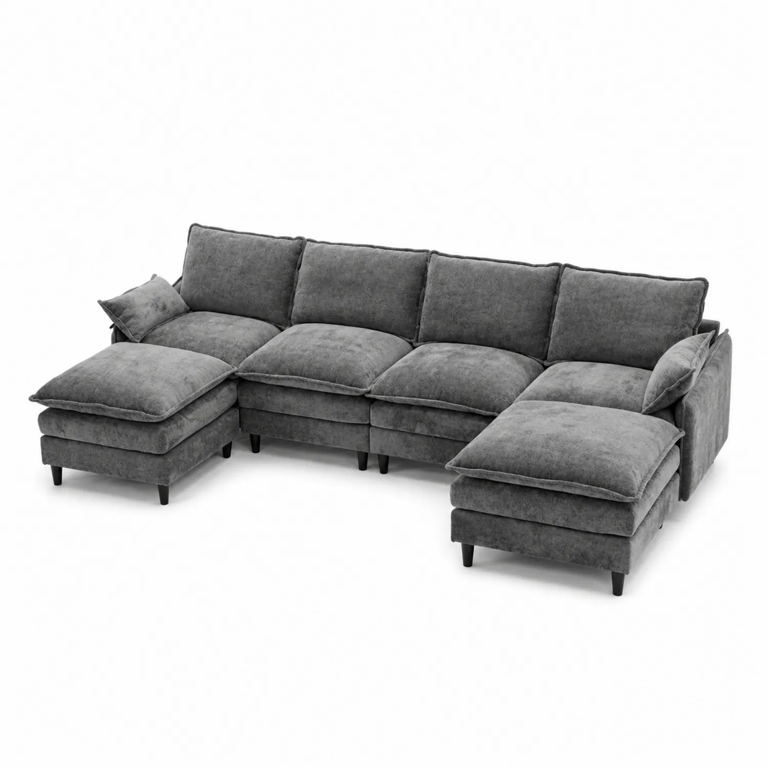 Narożna sofa modułowa z tkaniny poliestrowej w kolorze Szarym