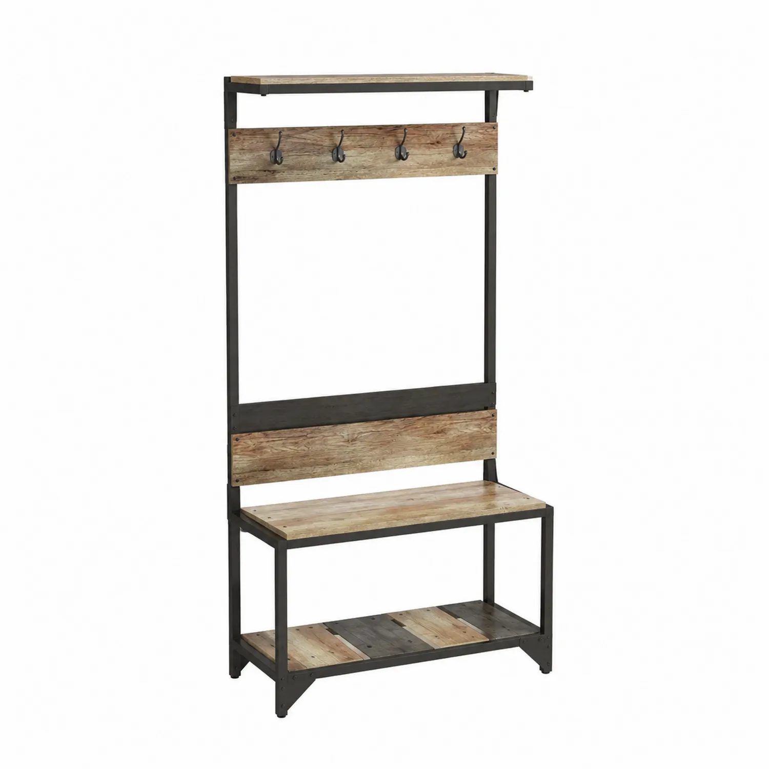 Wieszak z litego drewna i metalu 180x85x40 cm