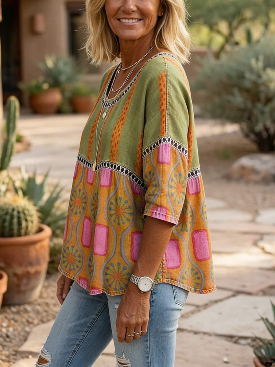 Women’s Boho Printed Relaxed Fit Blouse