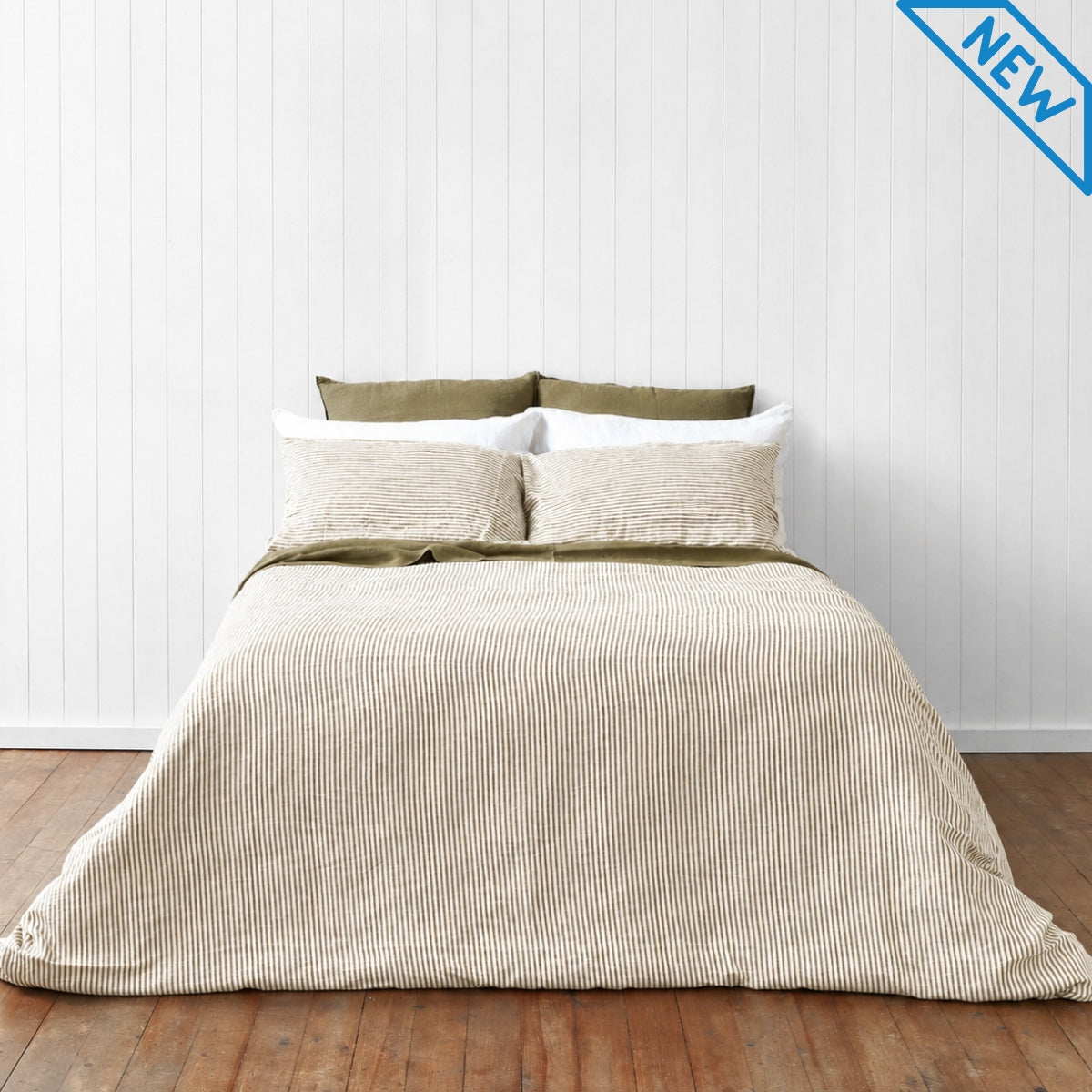 Olive Stripe Quilt Cover