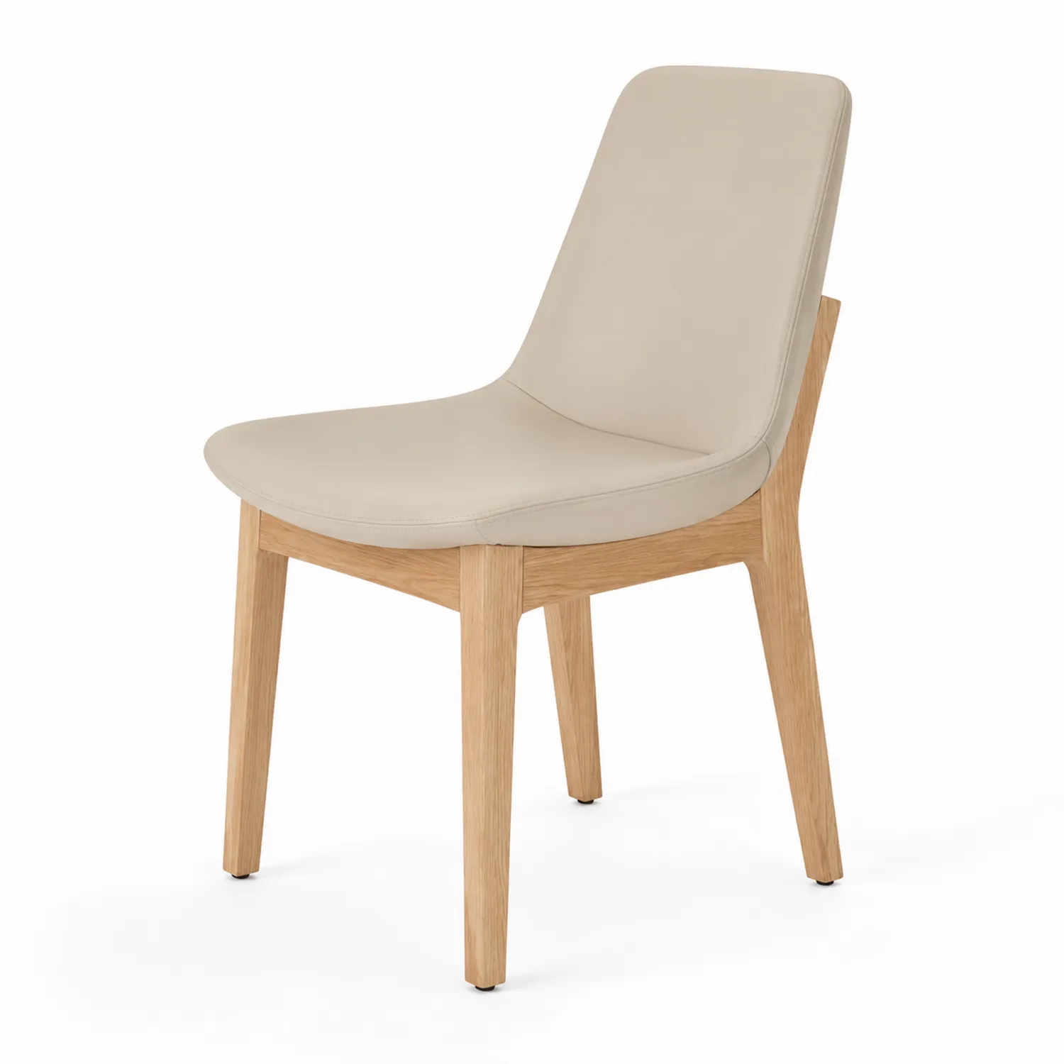 Sedia in legno e pelle PU Beige-Placiron