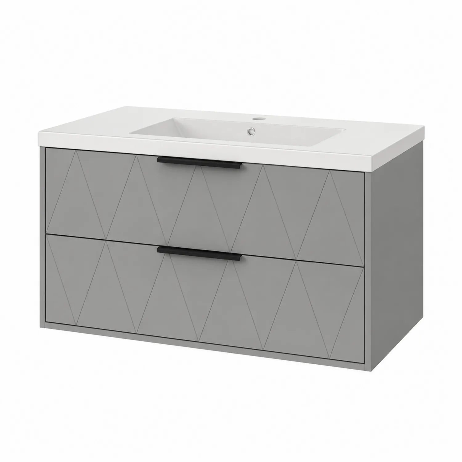 Mobile bagno sospeso in MDF grigio con lavandino ceramica-Placiron
