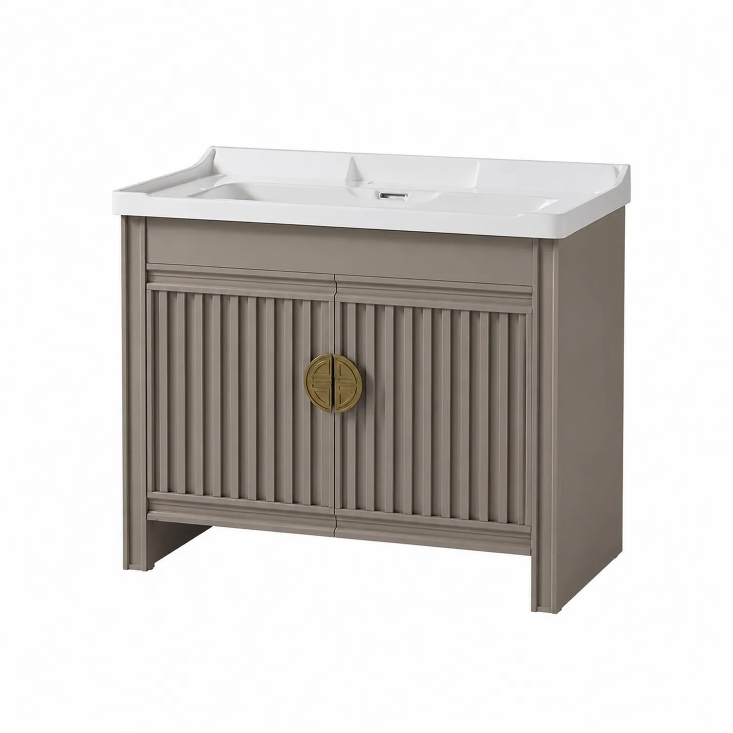 Mobile bagno singolo in MDF rettangolare 80 cm Grigio-Placiron
