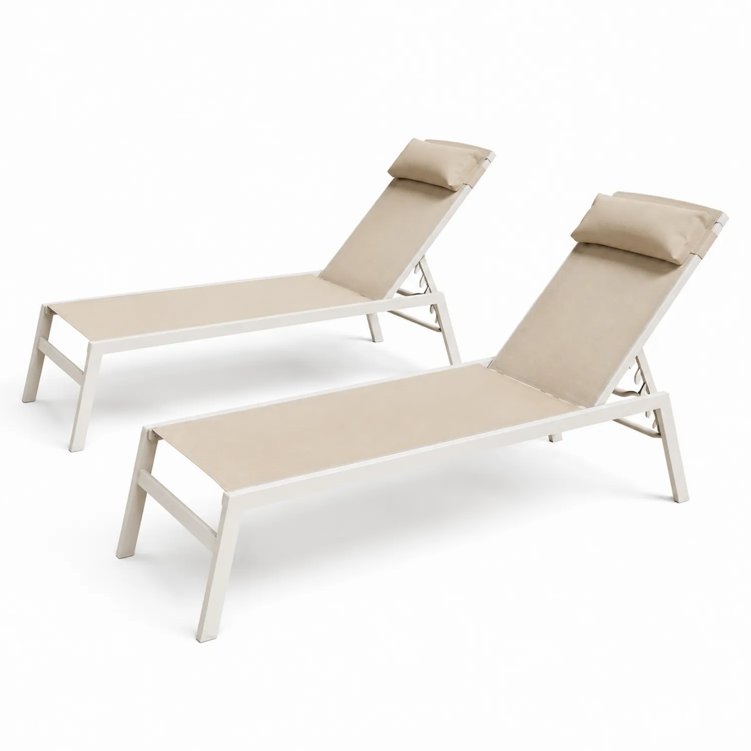 Set di 2 lettini prendisole in metallo regolabili beige-Placiron