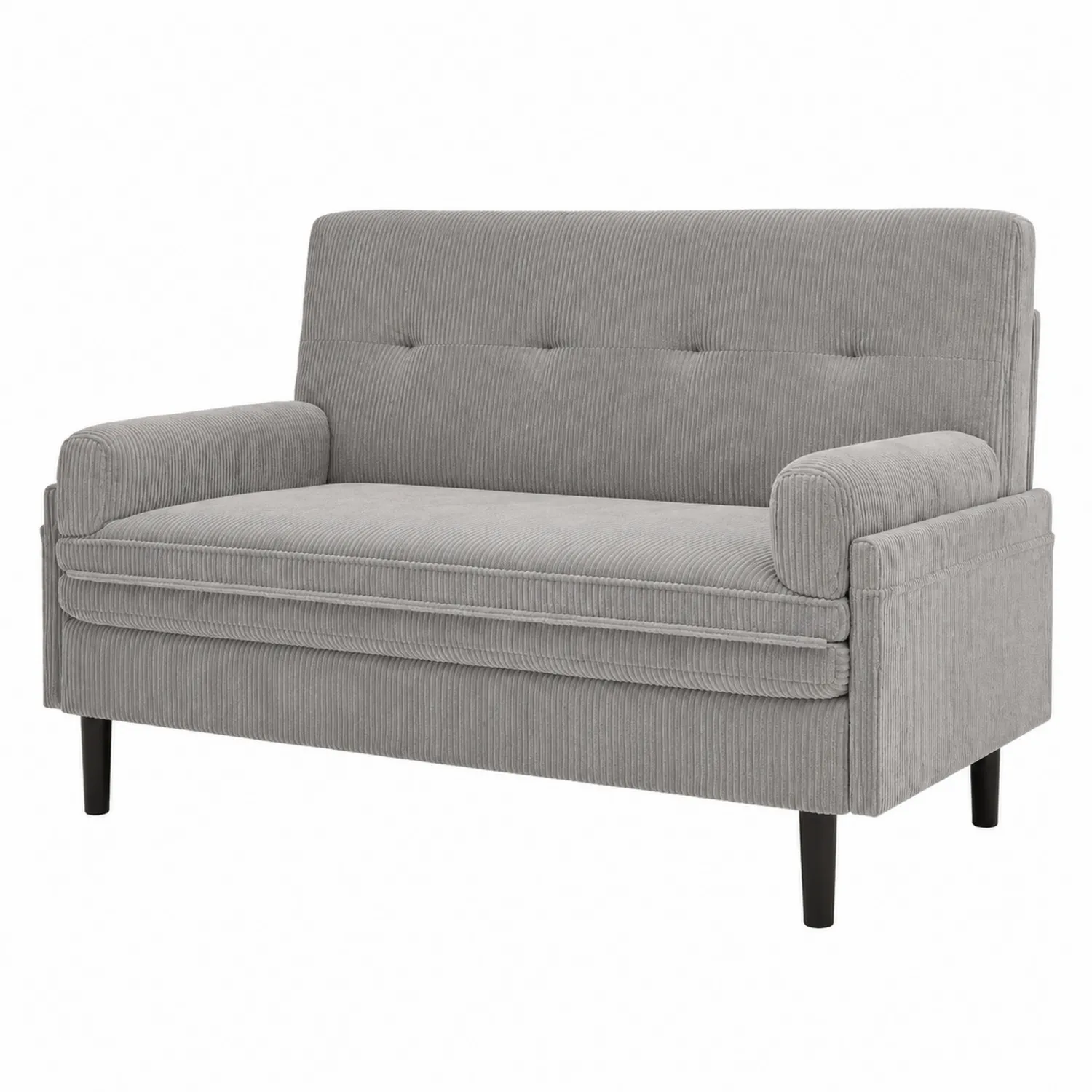 Divano in tessuto a costine a 2 posti grigio 120x70x80 cm-Placiron
