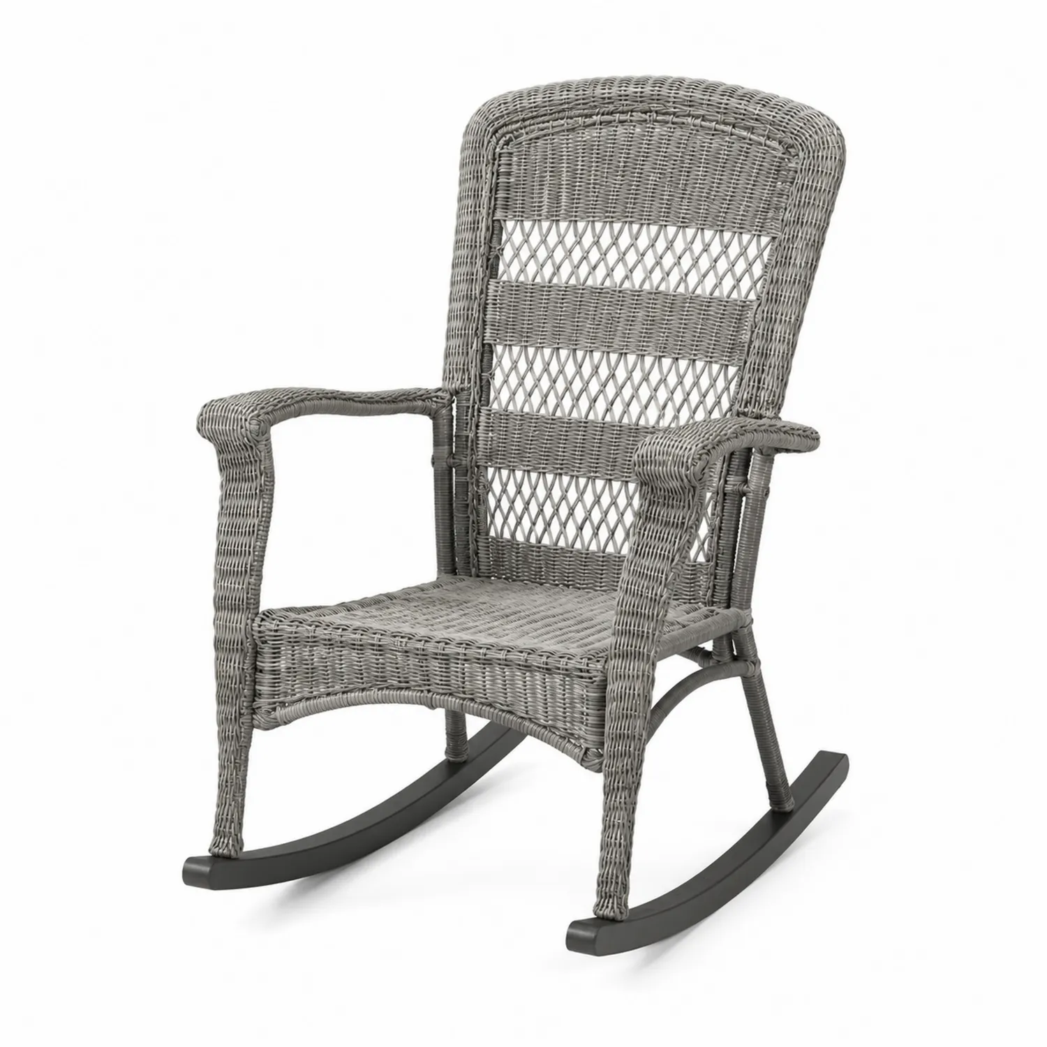 Sedia a dondolo in polyrattan grigio per ambienti esterni-Placiron