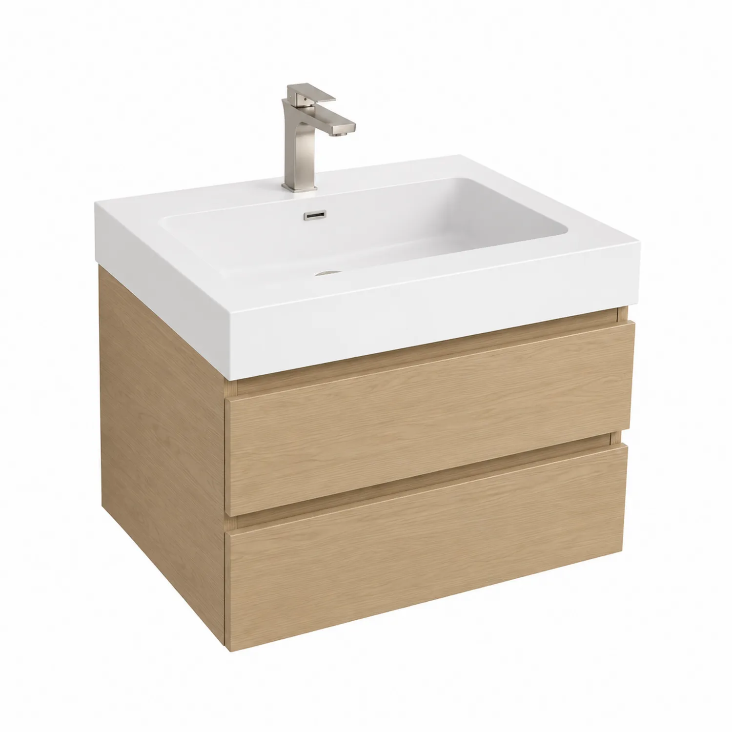 Mobile Bagno Sospeso in Legno e Ceramica 60x46 cm Bianco Rovere-Placiron