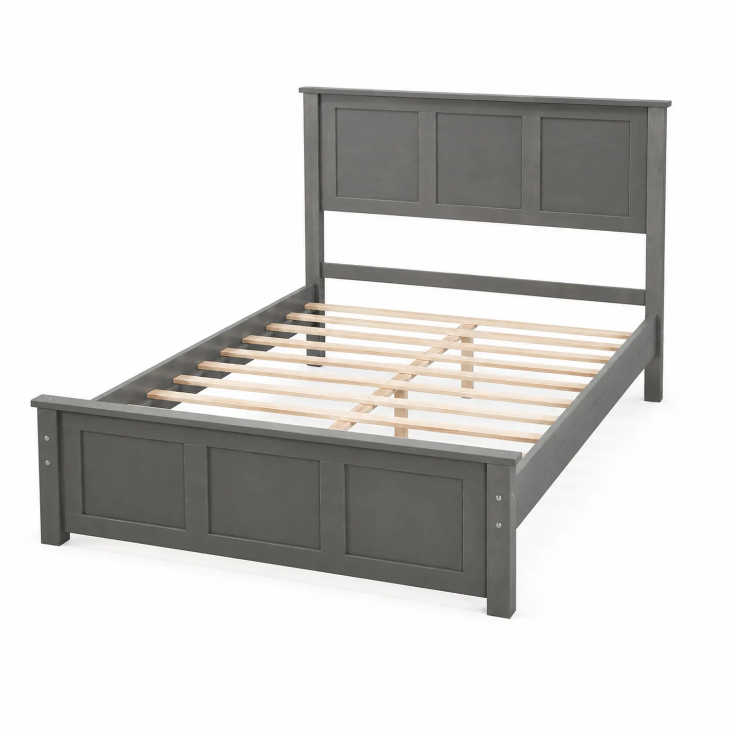 Letto in legno massello grigio 200x160 cm-Placiron