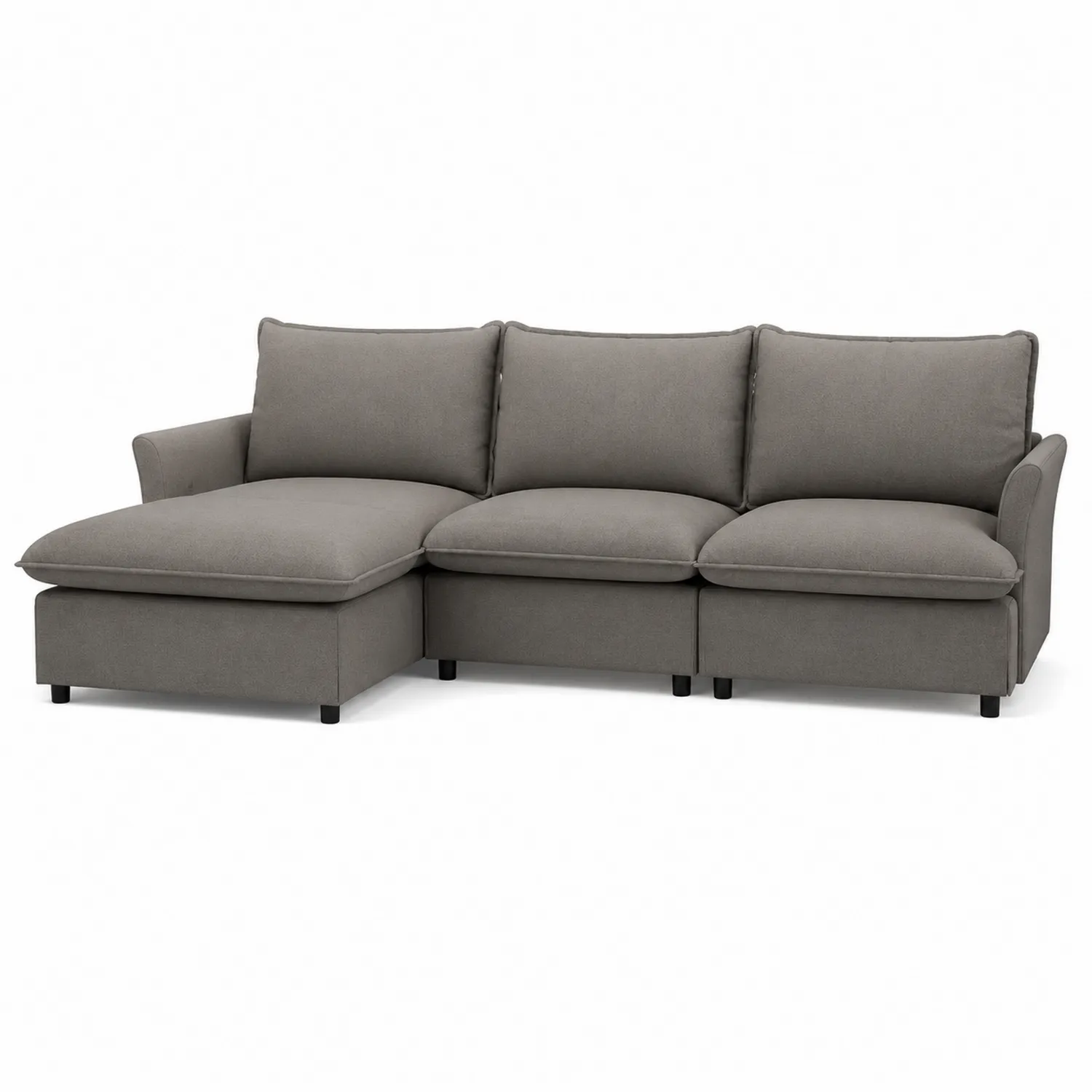 Divano angolare in tessuto poliestere grigio con chaise longue-Placiron