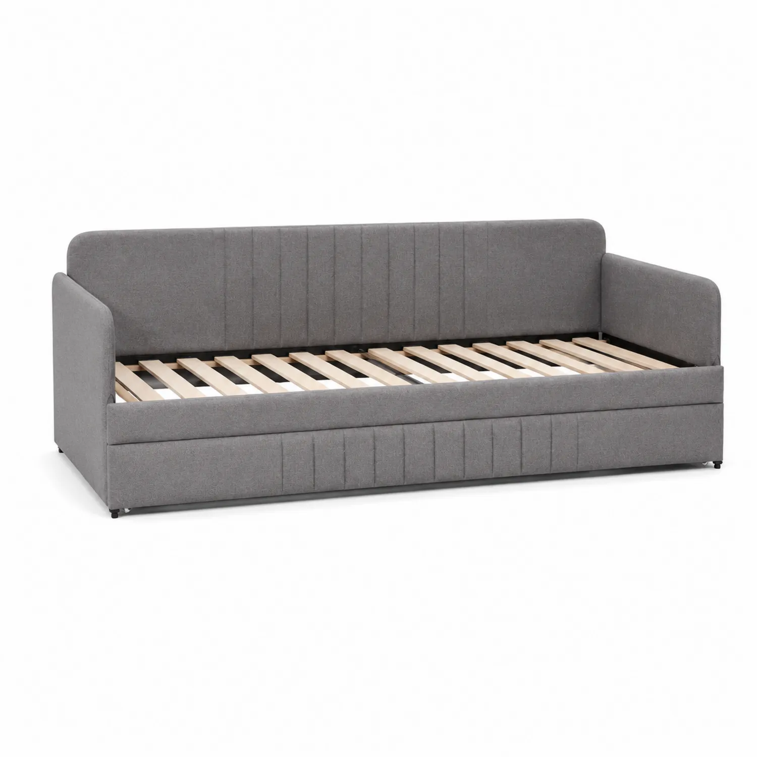 Divano Letto in Legno e Tessuto Grigio-Placiron