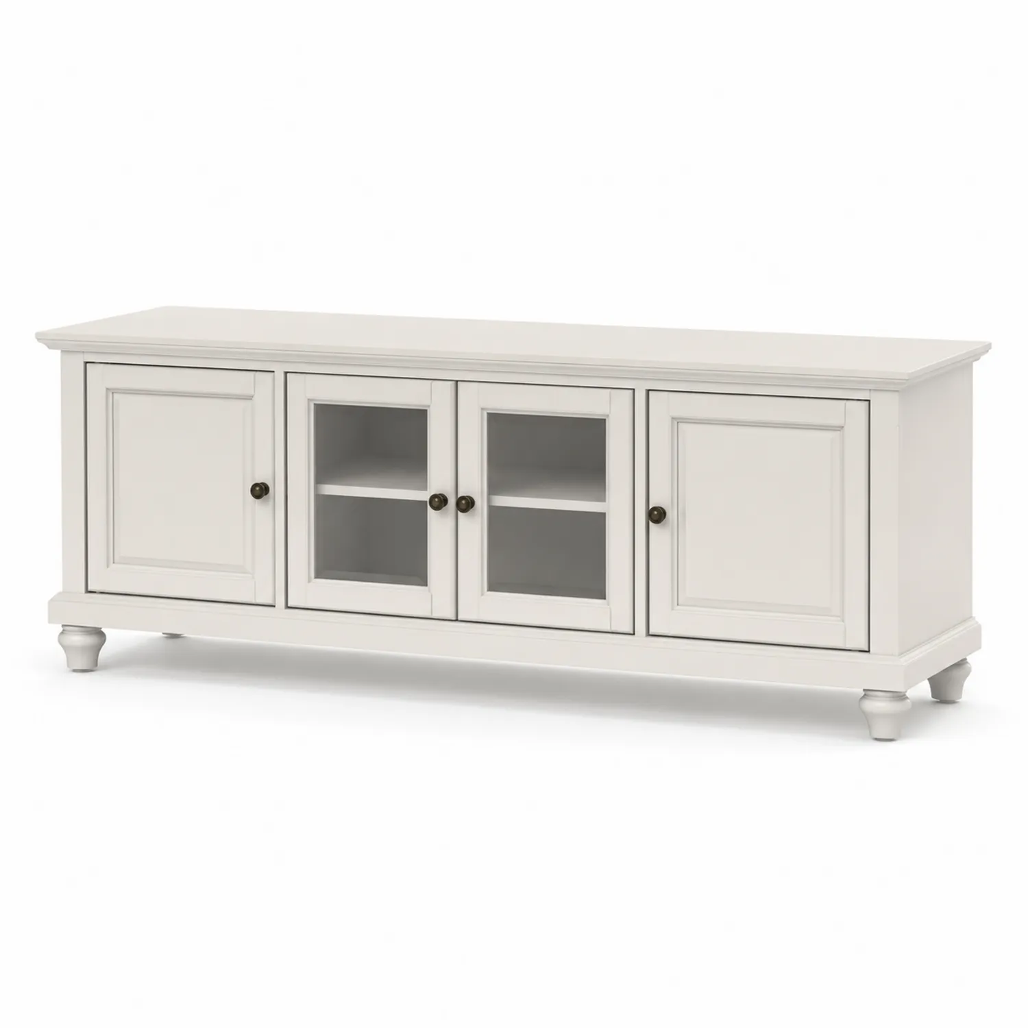 Mobile TV in legno con porte in vetro temperato Bianco-Placiron
