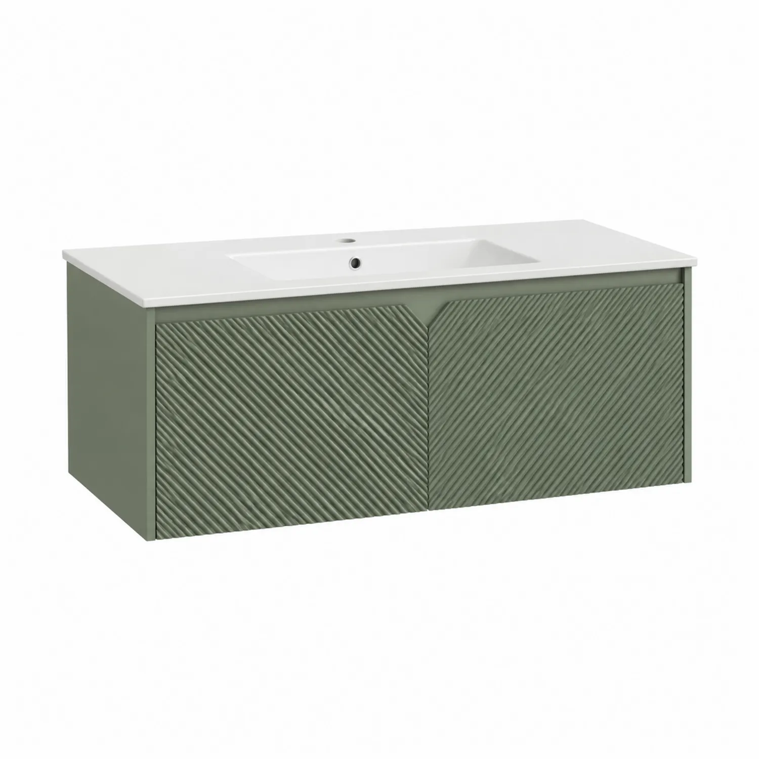 Mobile lavabo sospeso in MDF verde con lavabo in ceramica 120 cm-Placiron