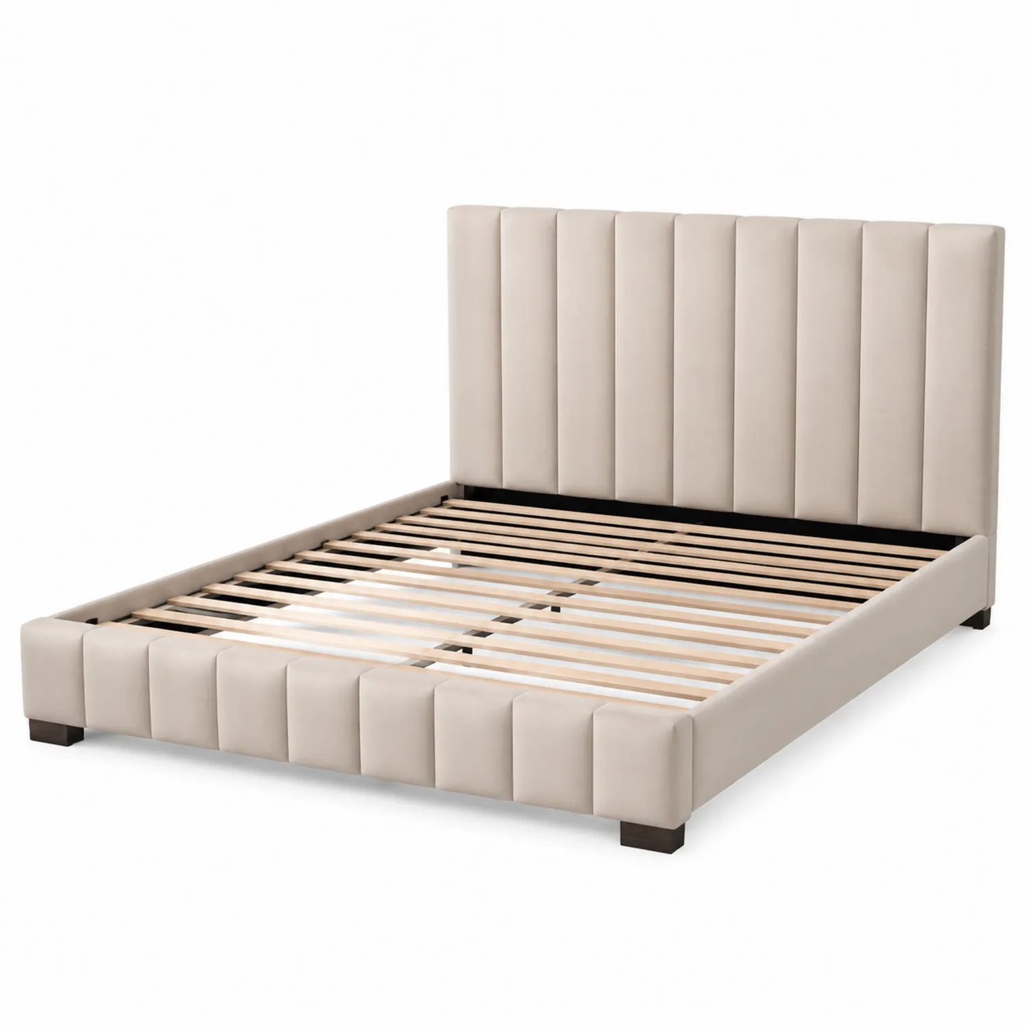 Letto in Pelle Sintetica con Struttura in Legno 160x200 cm Beige-Placiron