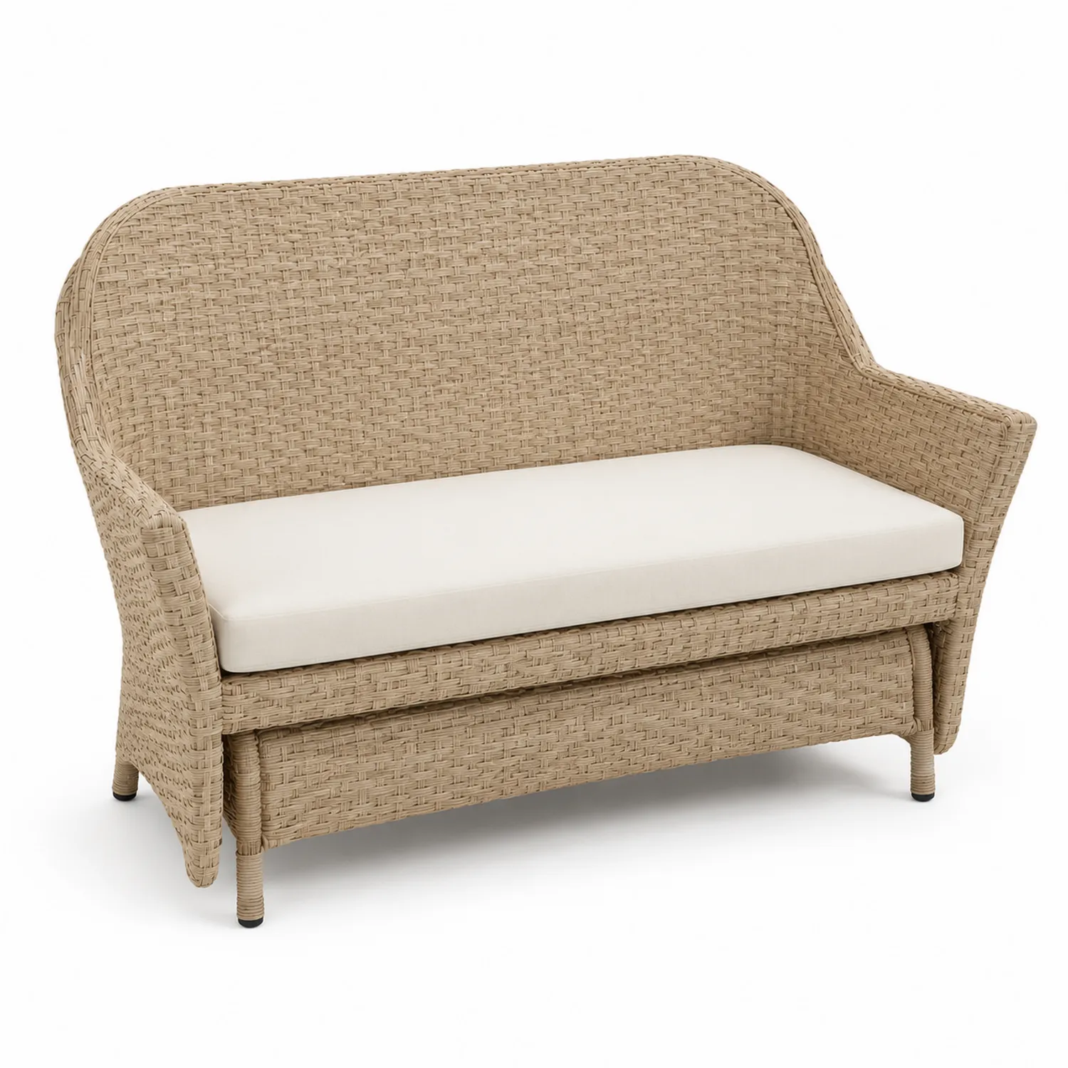 Divano da giardino in rattan sintetico beige crema-Placiron