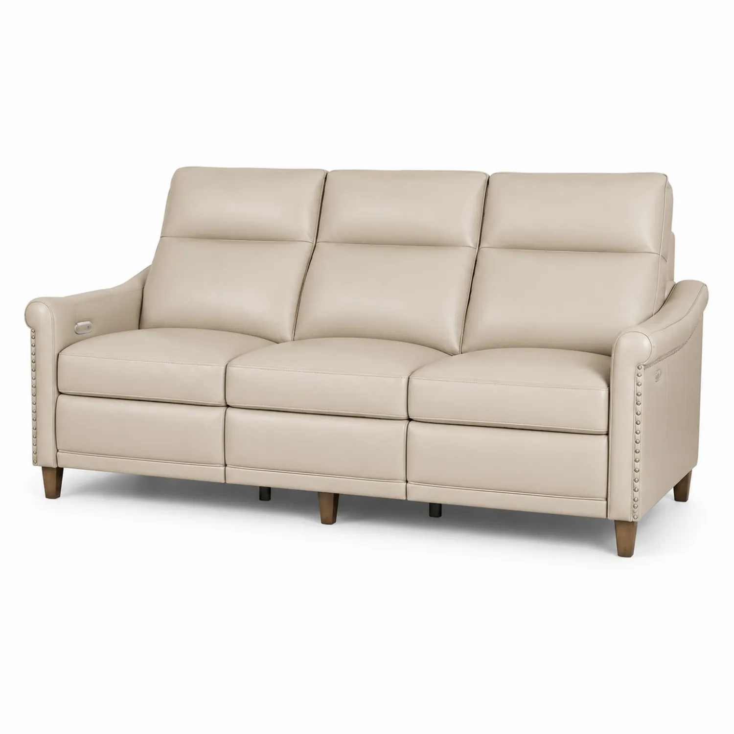 Divano a Tre Posti in Pelle Beige-Placiron