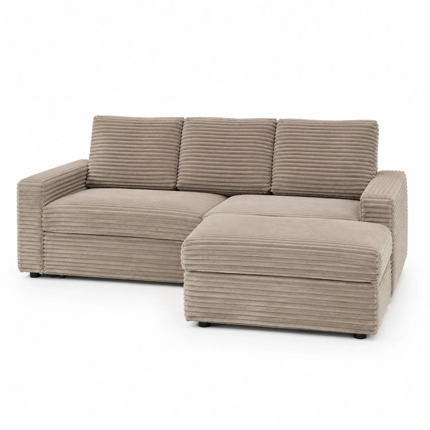 Divano angolare in velluto a coste Beige con chaise longue-Placiron