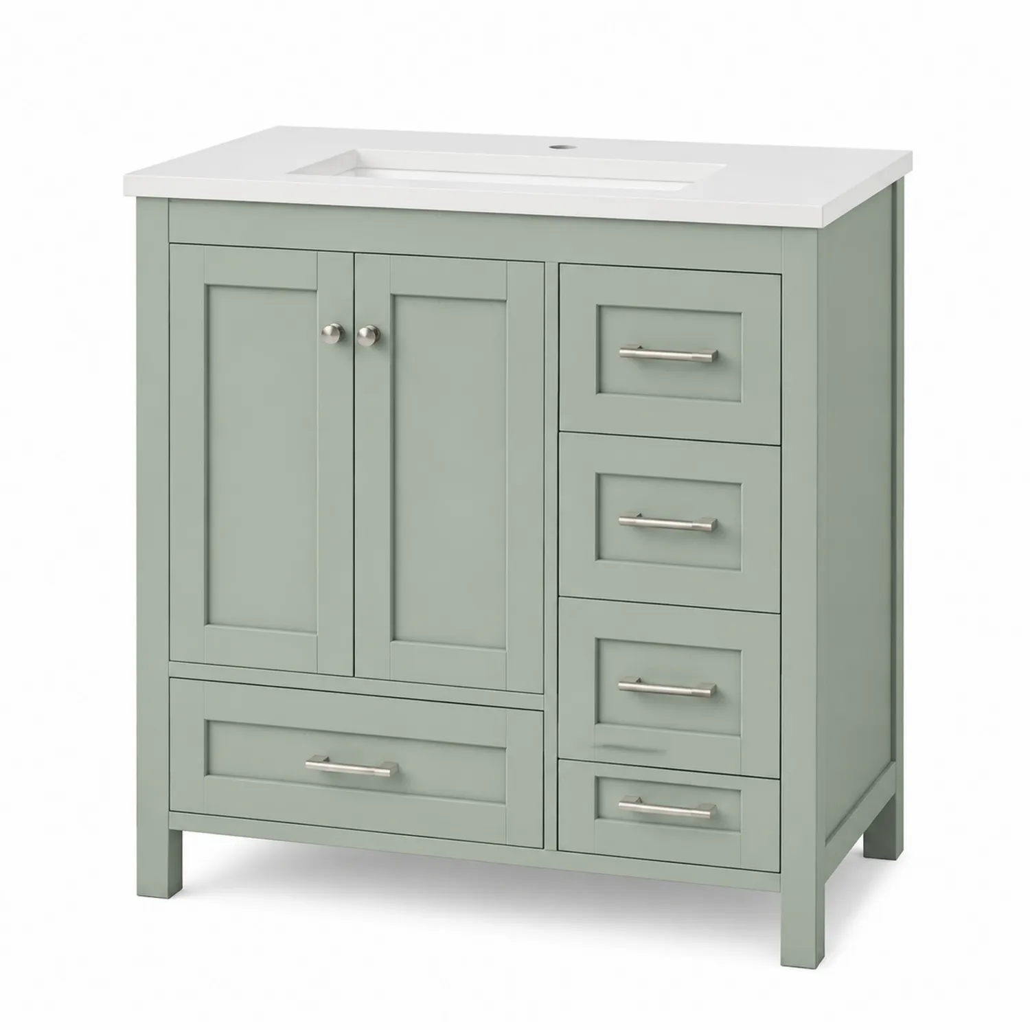 Mobile lavabo singolo in legno con lavabo in ceramica 90x50x85 cm Verde-Placiron